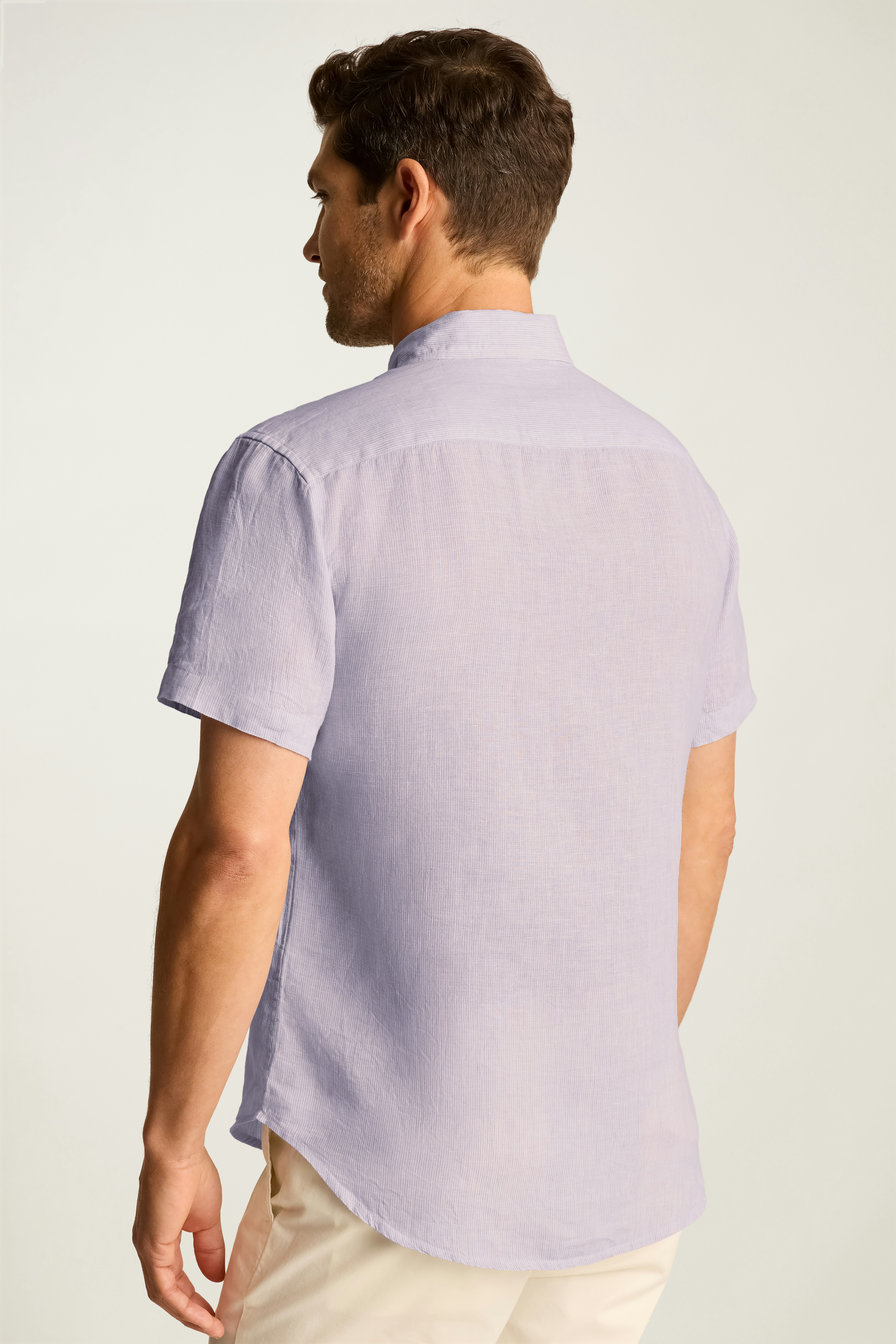 Riviera Linen Short Sleeve Shirt purple oxnard stripe