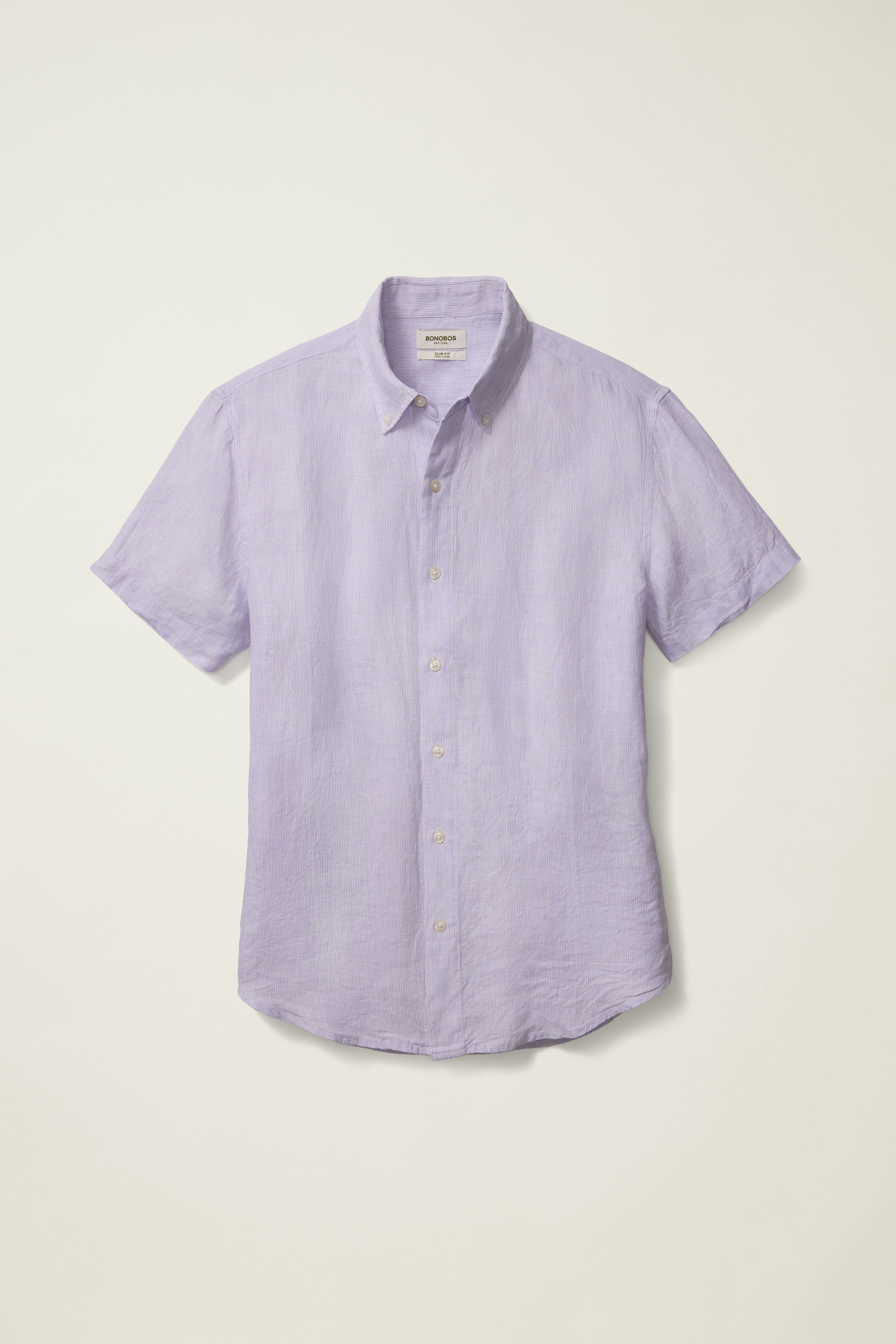 Riviera Linen Short Sleeve Shirt purple oxnard stripe