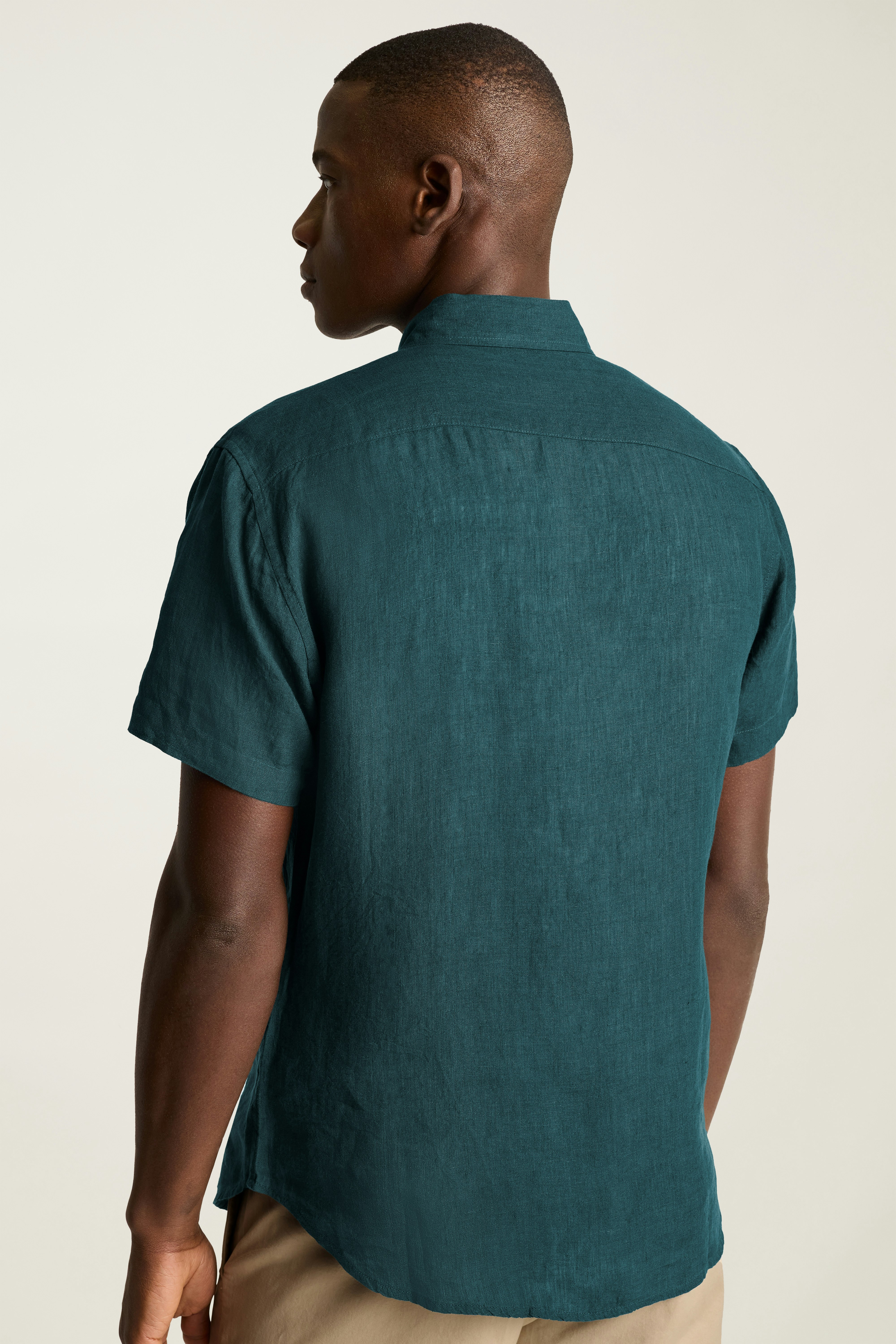 Riviera Linen Short Sleeve Shirt dark green