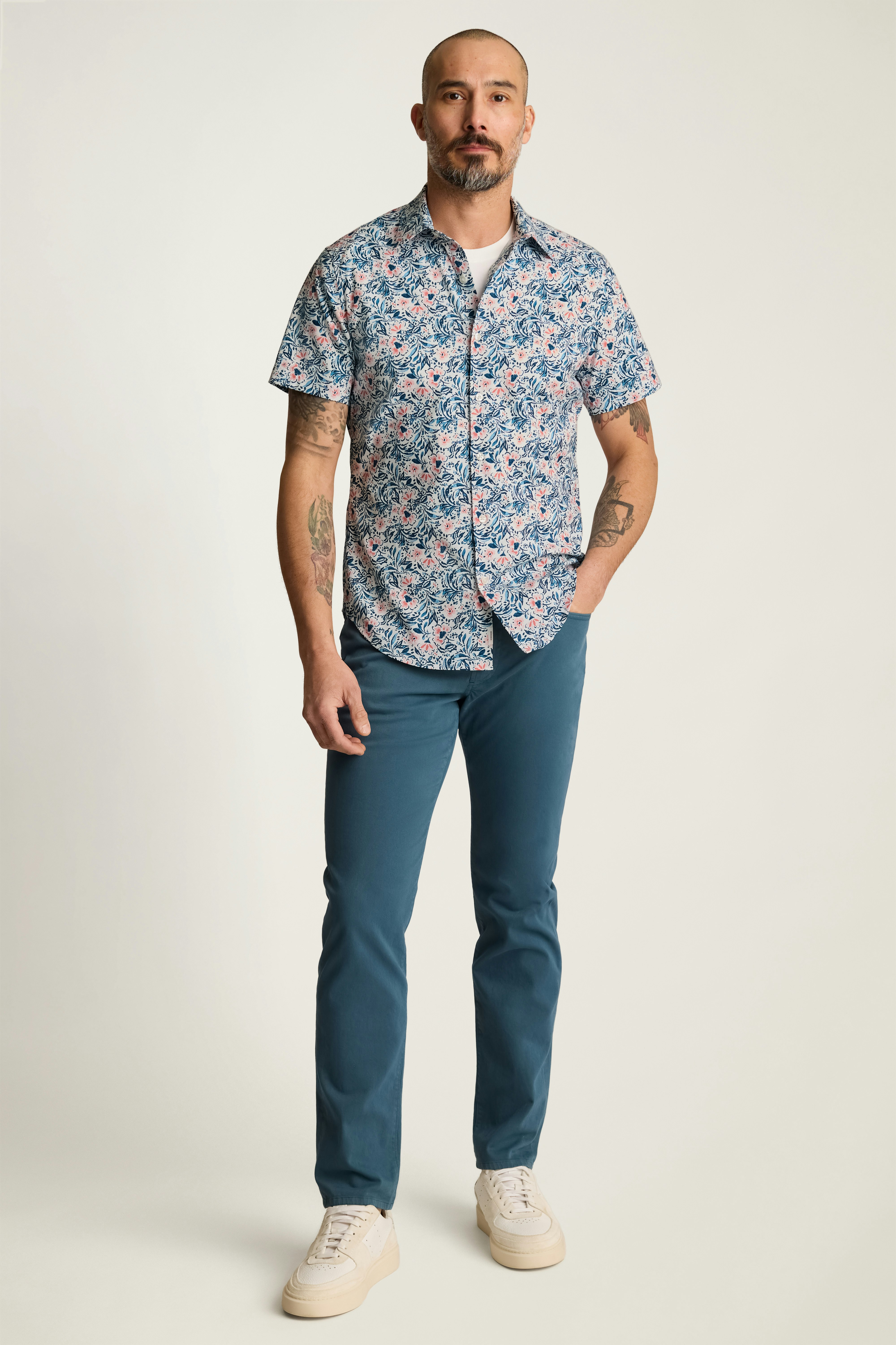 Tech Short Sleeve Shirt white mok floral