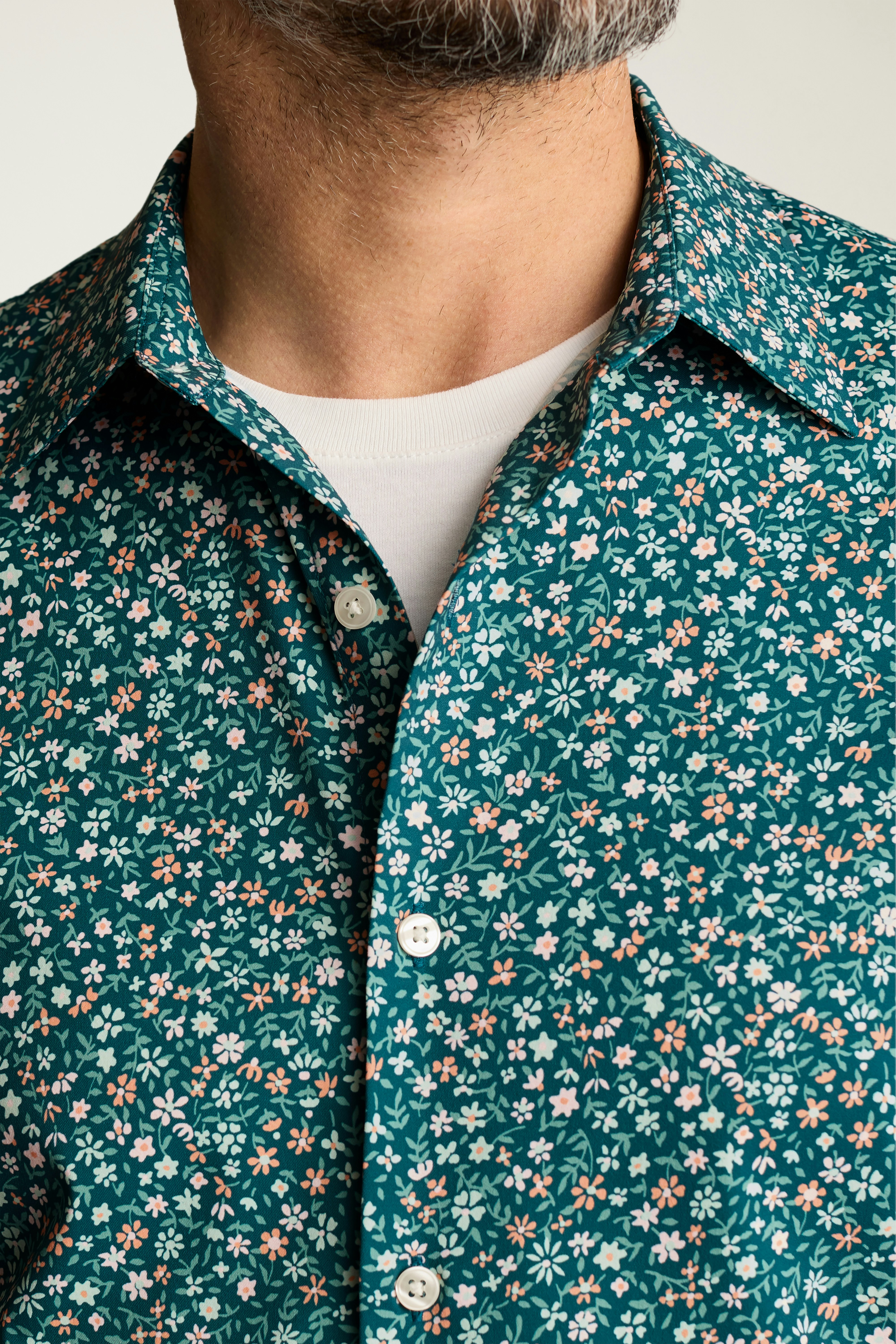 Tech Short Sleeve Shirt teal pink prescott floral