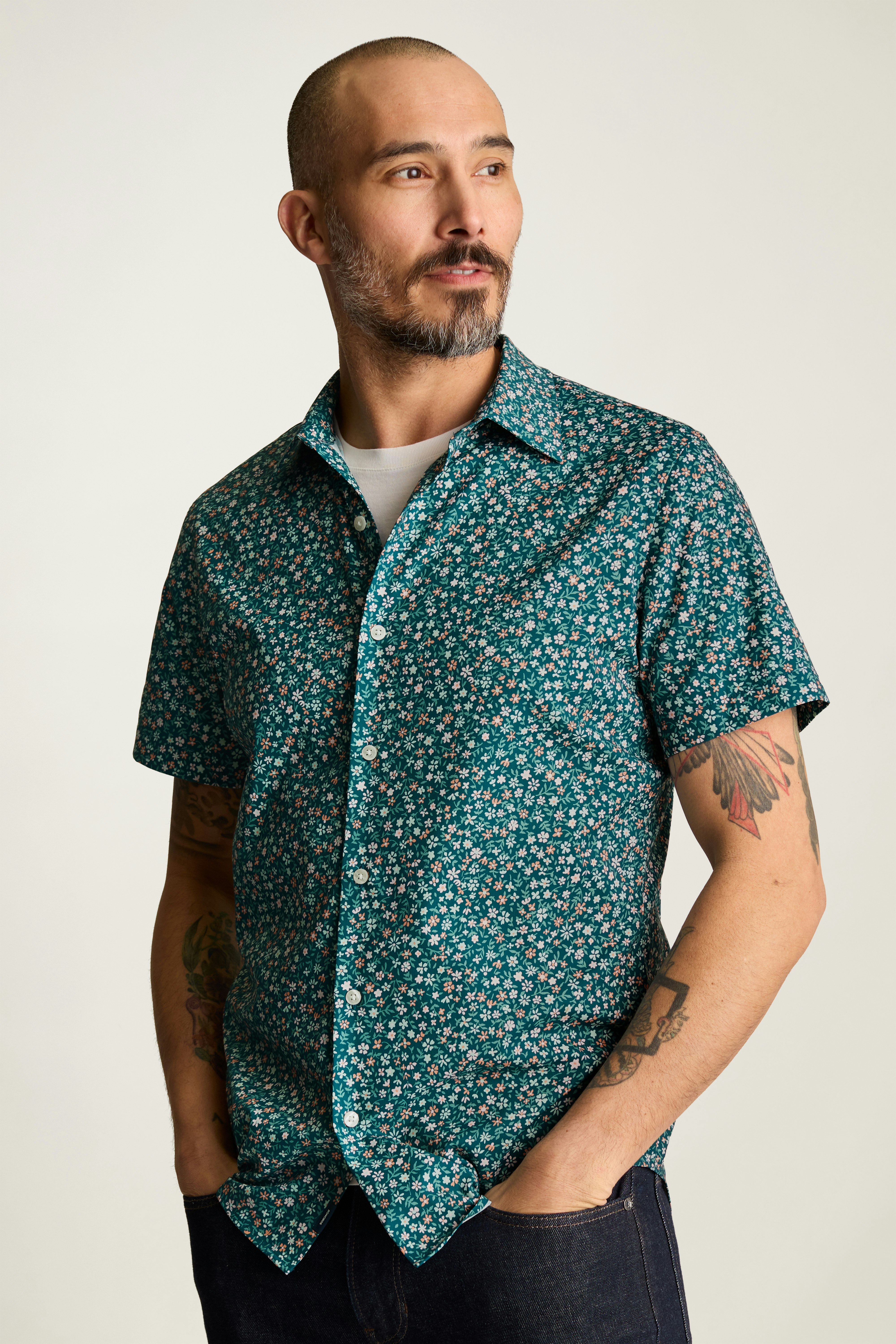 Tech Short Sleeve Shirt teal pink prescott floral 3 Tech Short Sleeve Shirt teal pink prescott floral