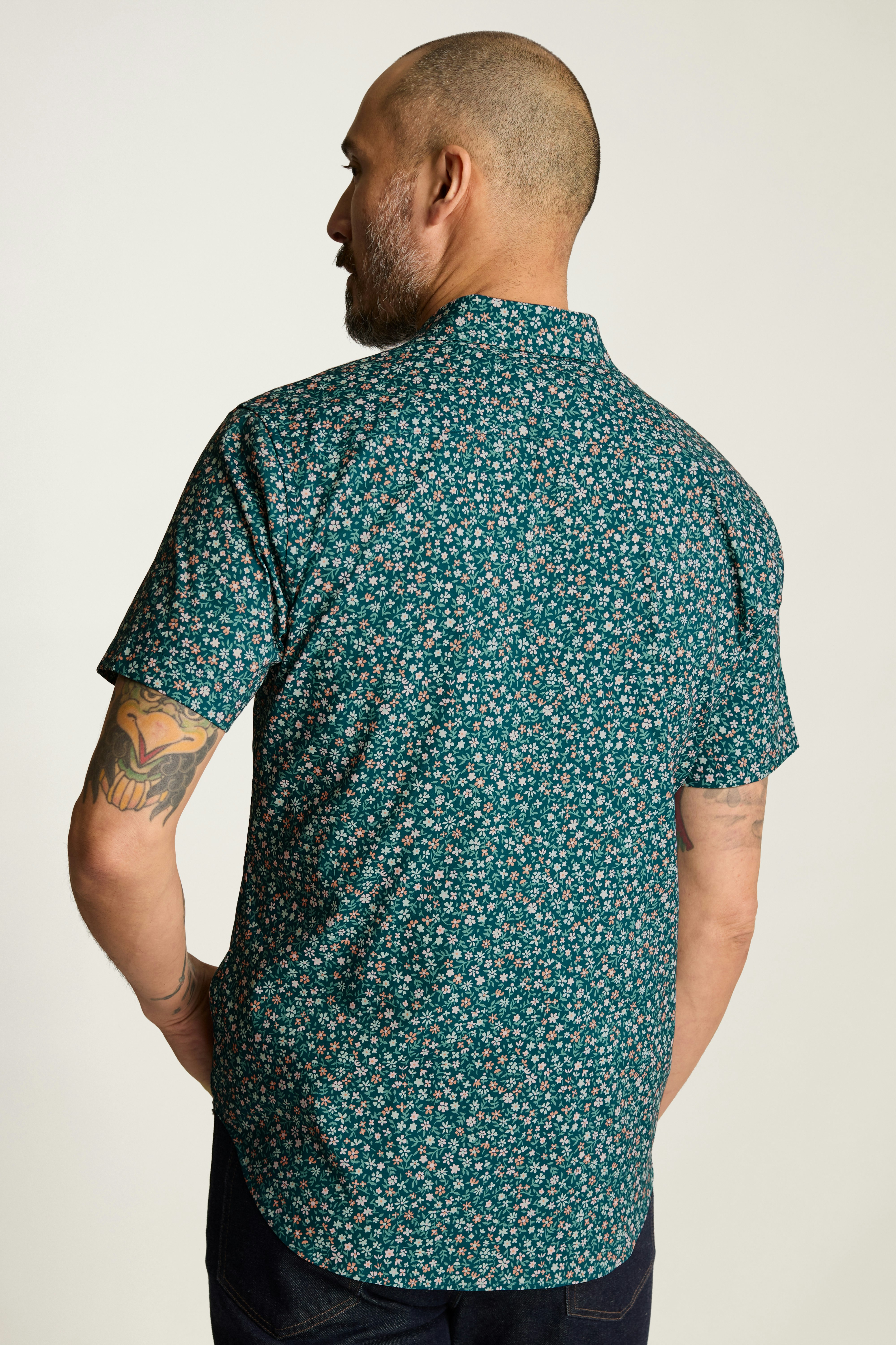 Tech Short Sleeve Shirt teal pink prescott floral 4 Tech Short Sleeve Shirt teal pink prescott floral