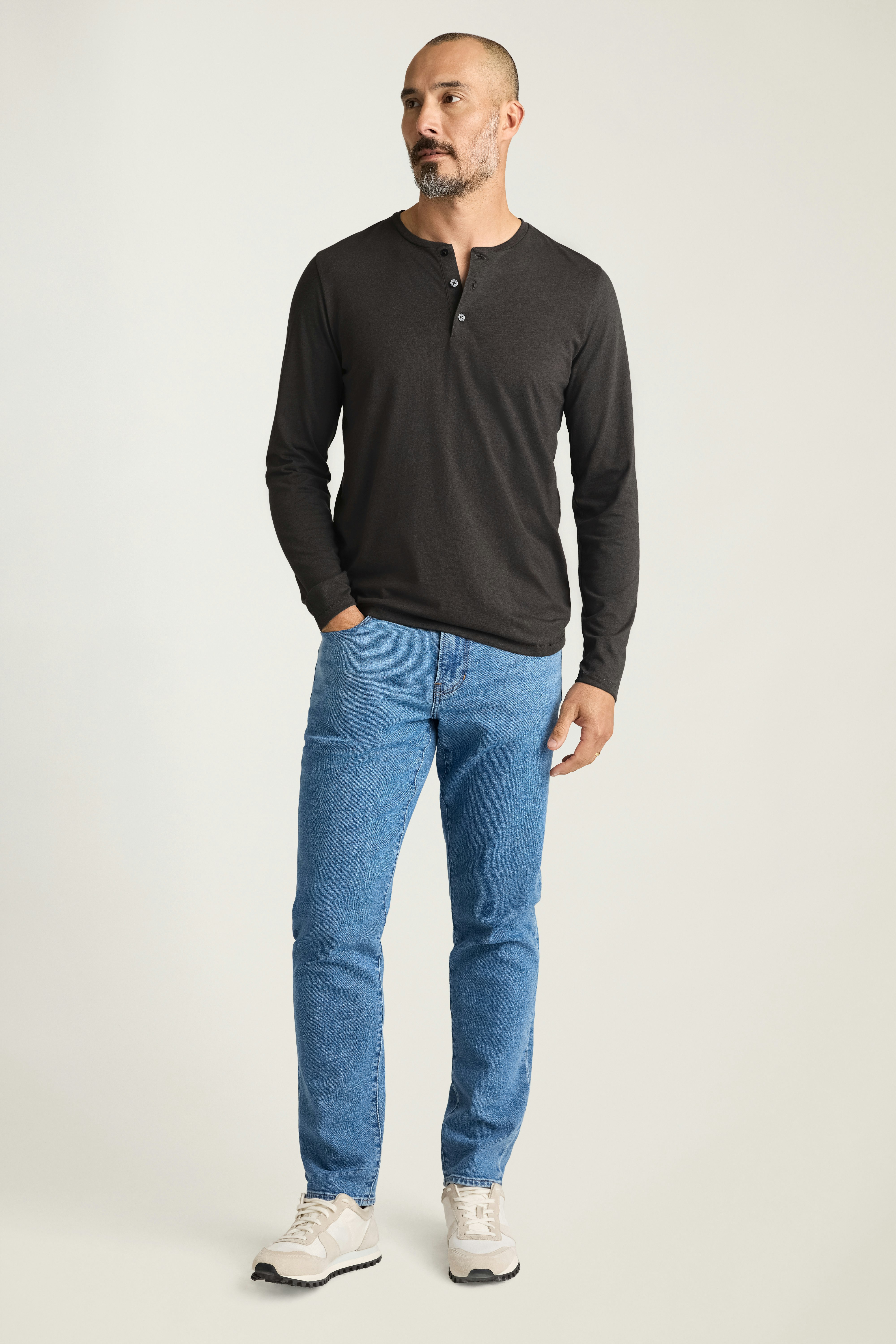 Pima Performance Long Sleeve Henley grey