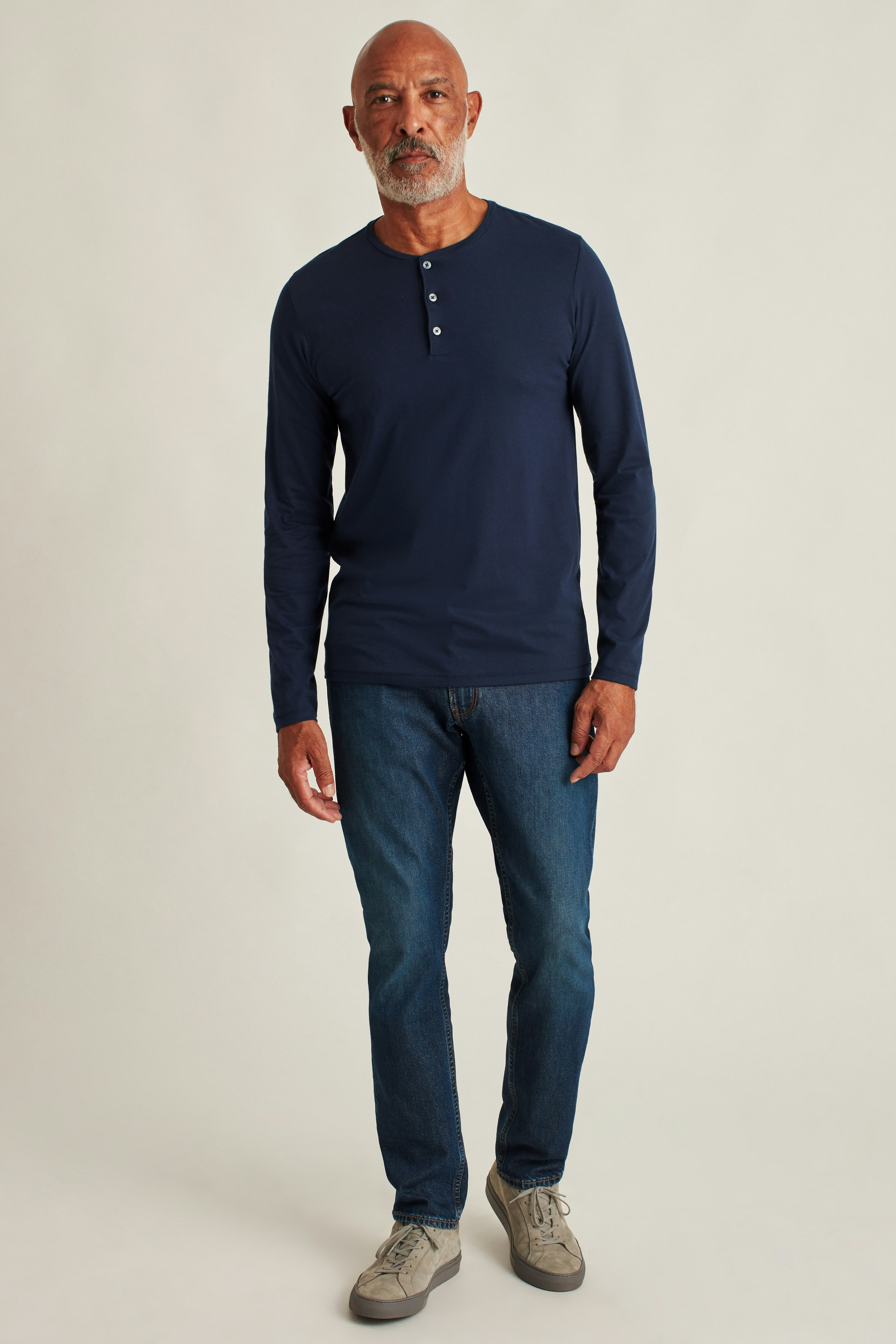 Pima Performance Long Sleeve Henley navy