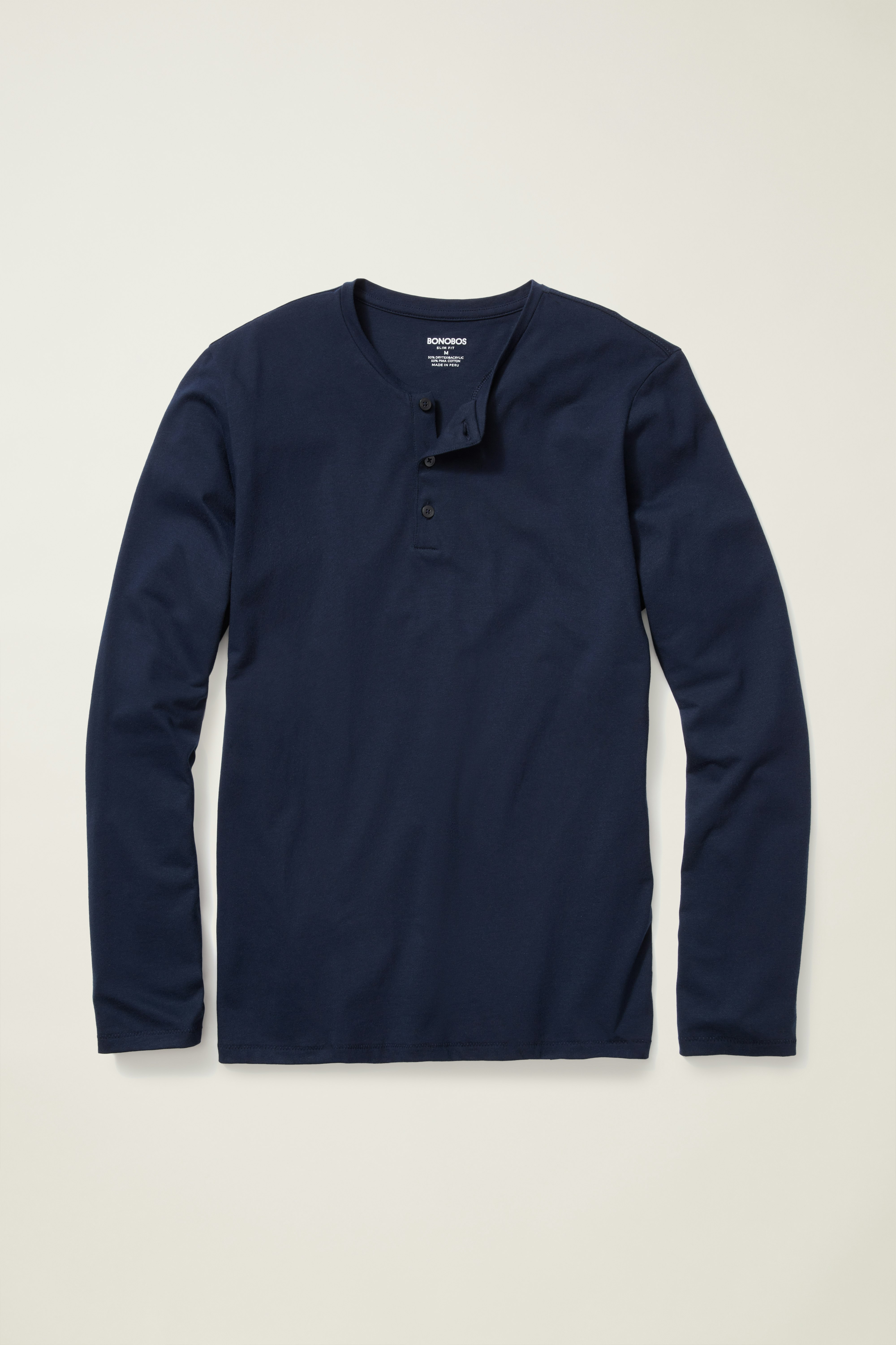 Pima Performance Long Sleeve Henley navy