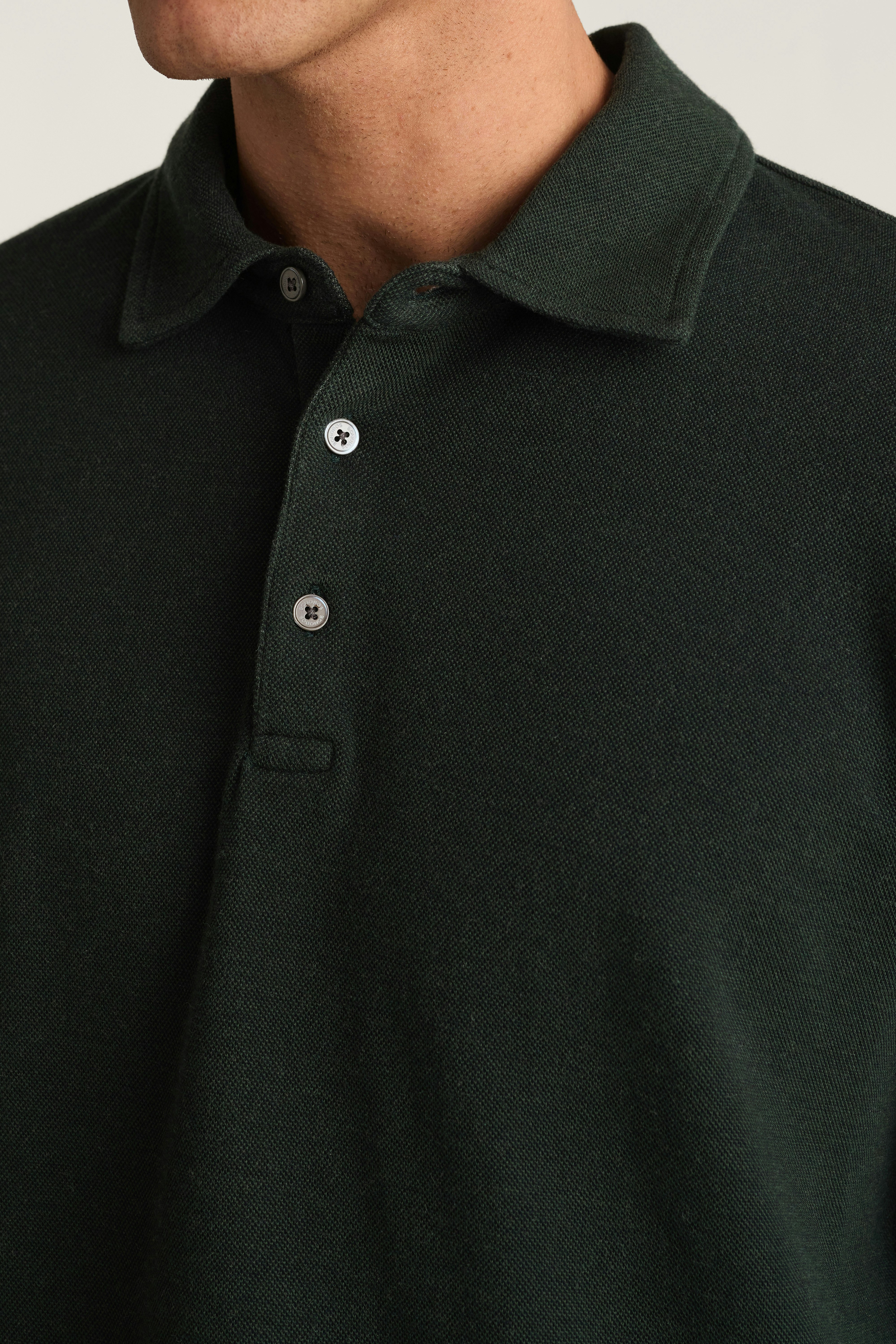 Refined Long Sleeve Polo forest green