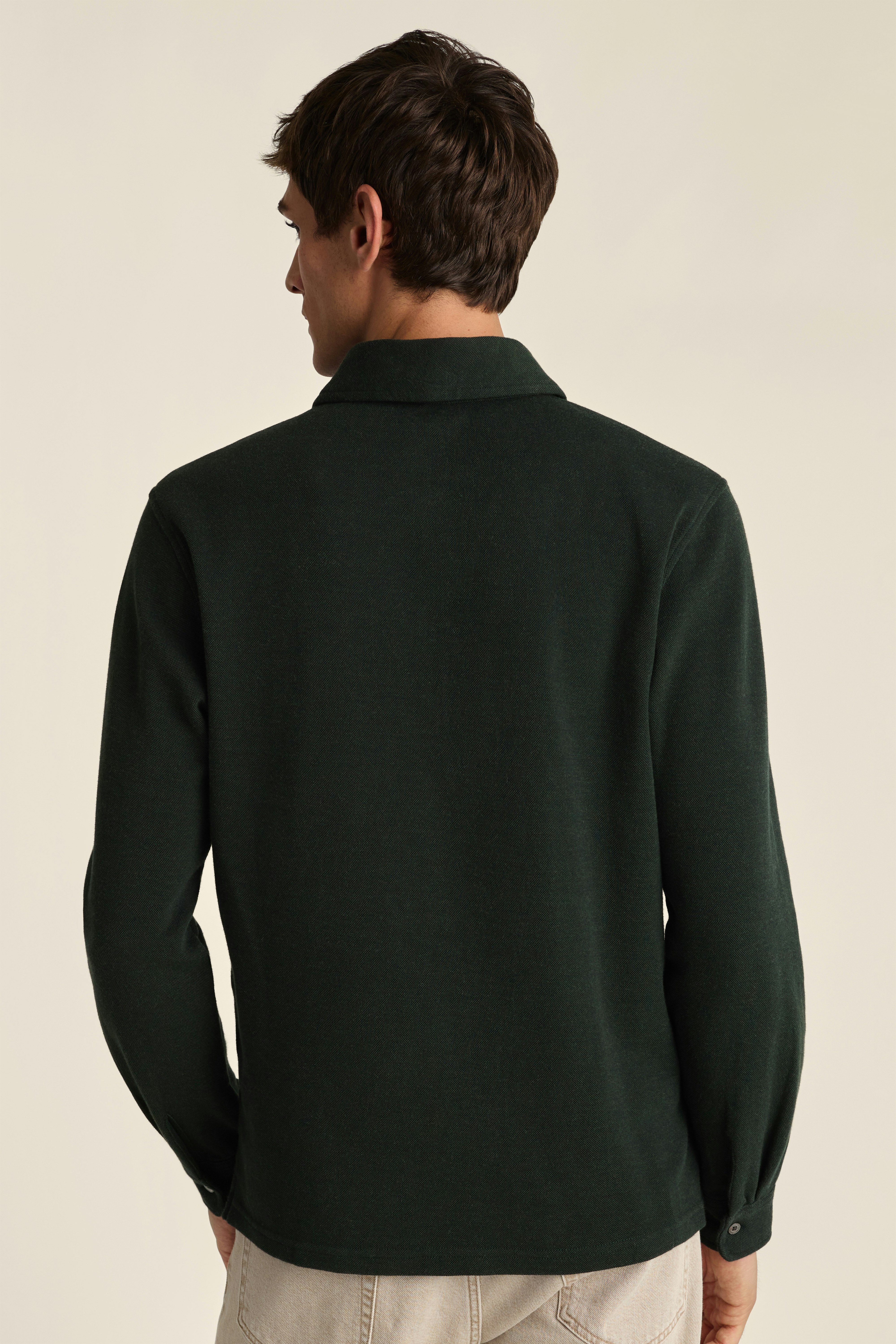 Refined Long Sleeve Polo forest green