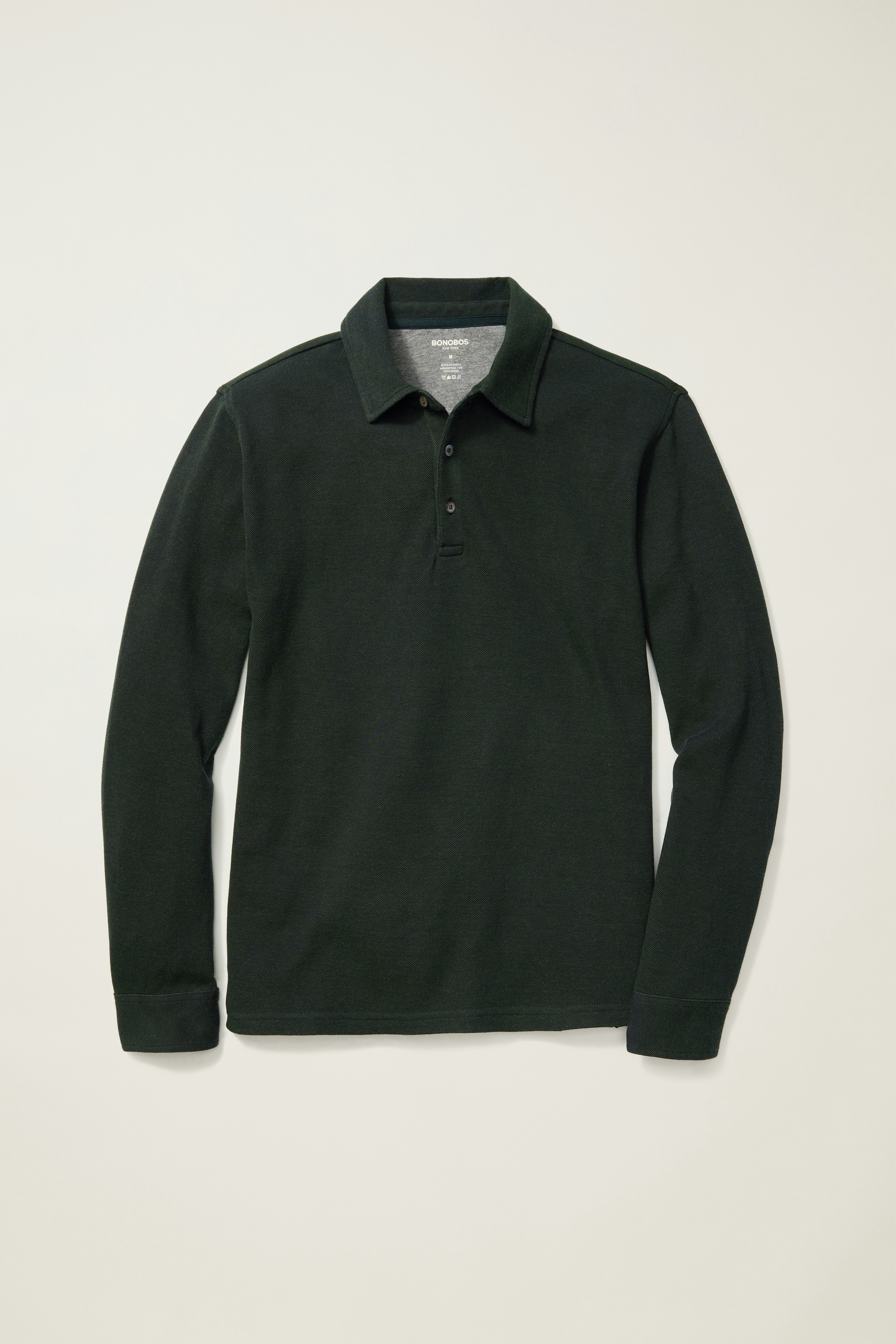 Refined Long Sleeve Polo forest green