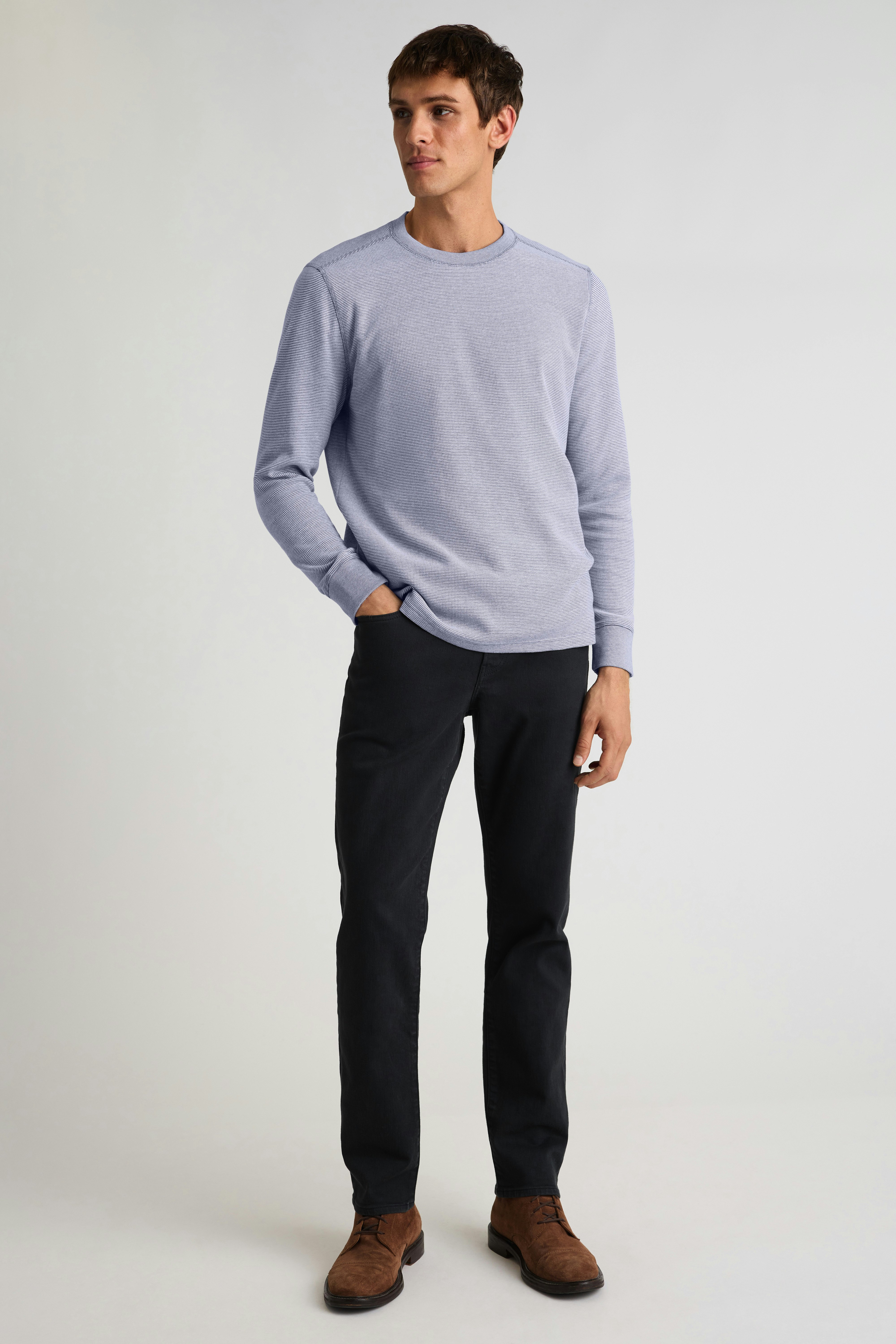 Waffle Crew navy blue feeder stripe