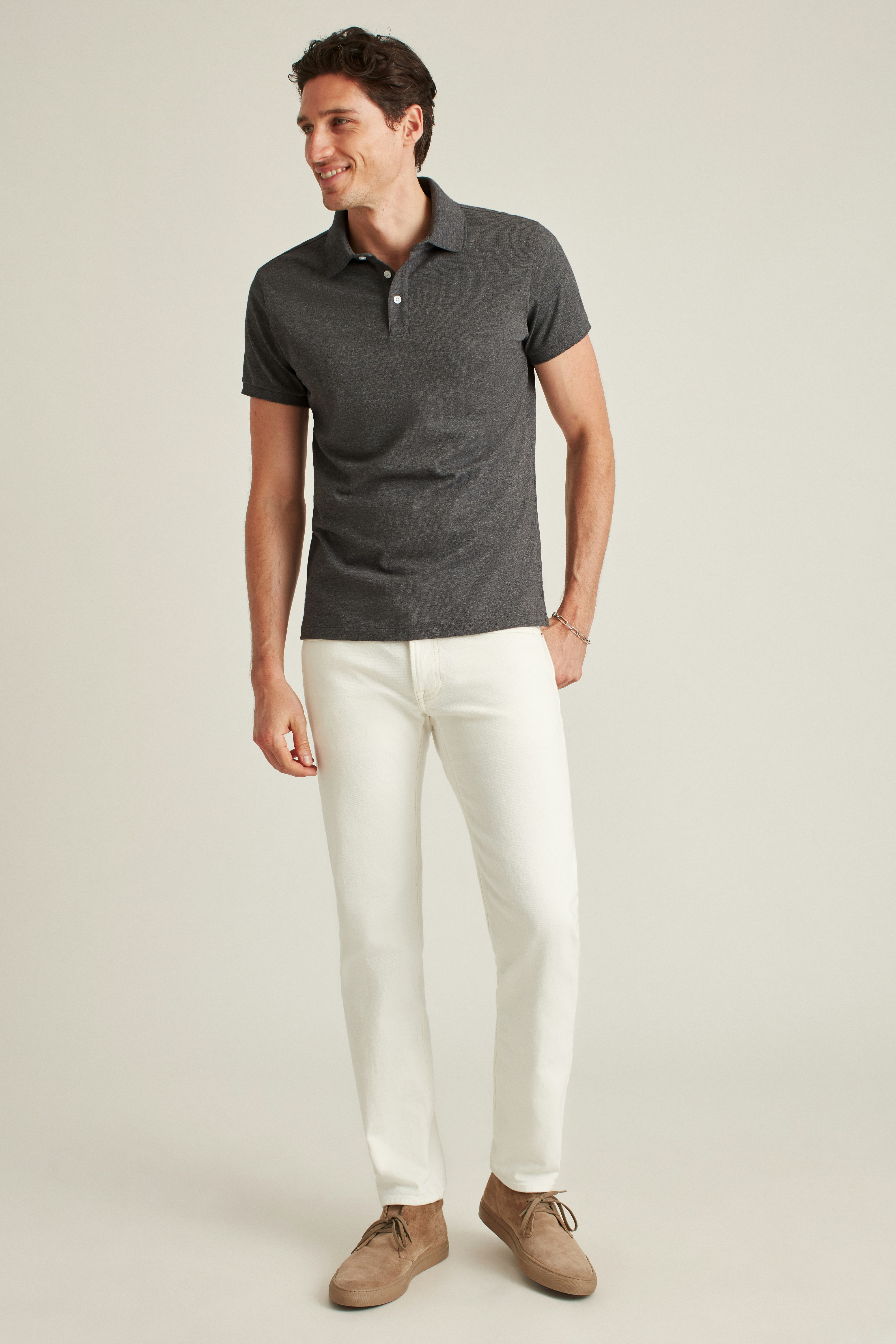 Stretch Pique Polo heather dark grey