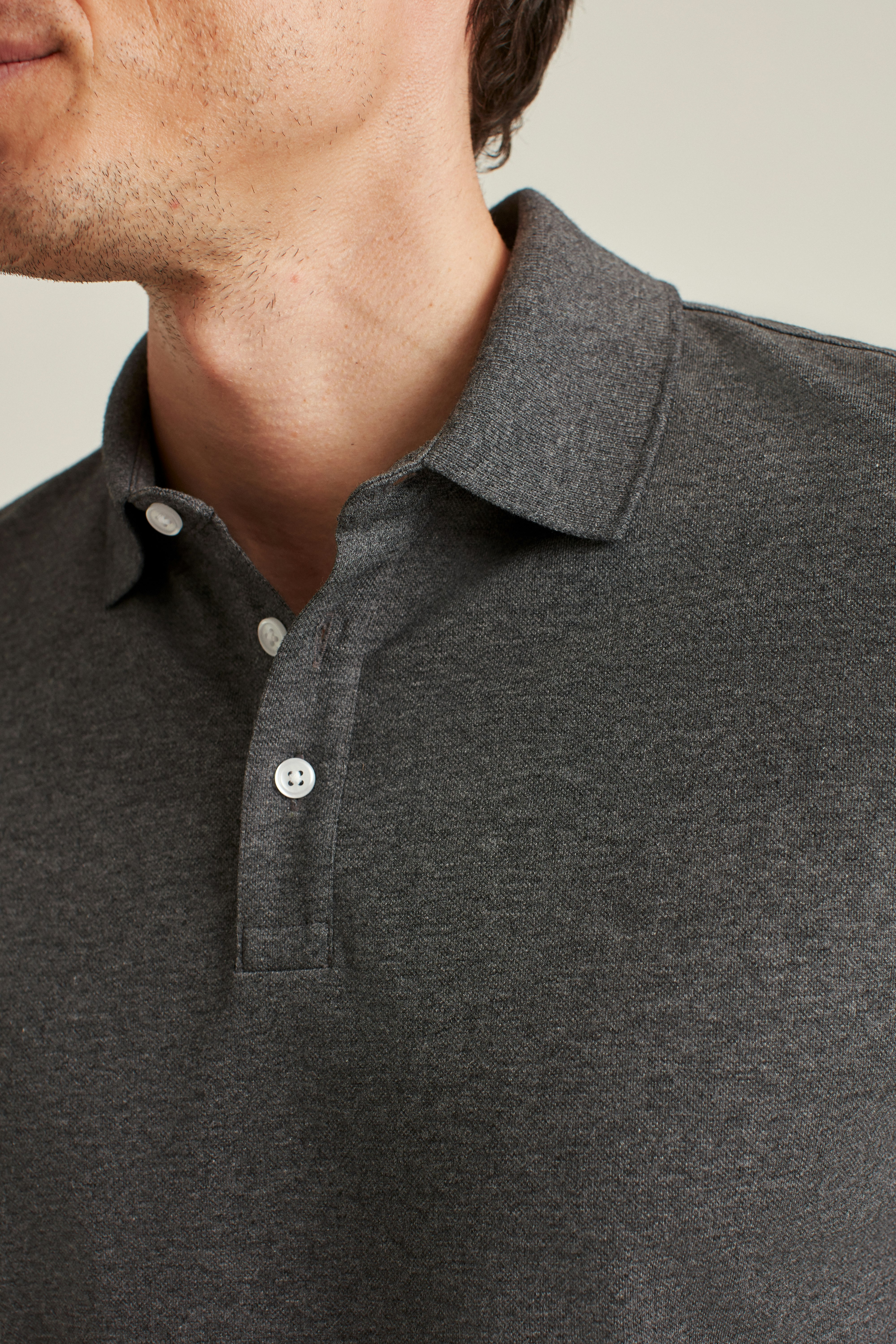 Stretch Pique Polo heather dark grey