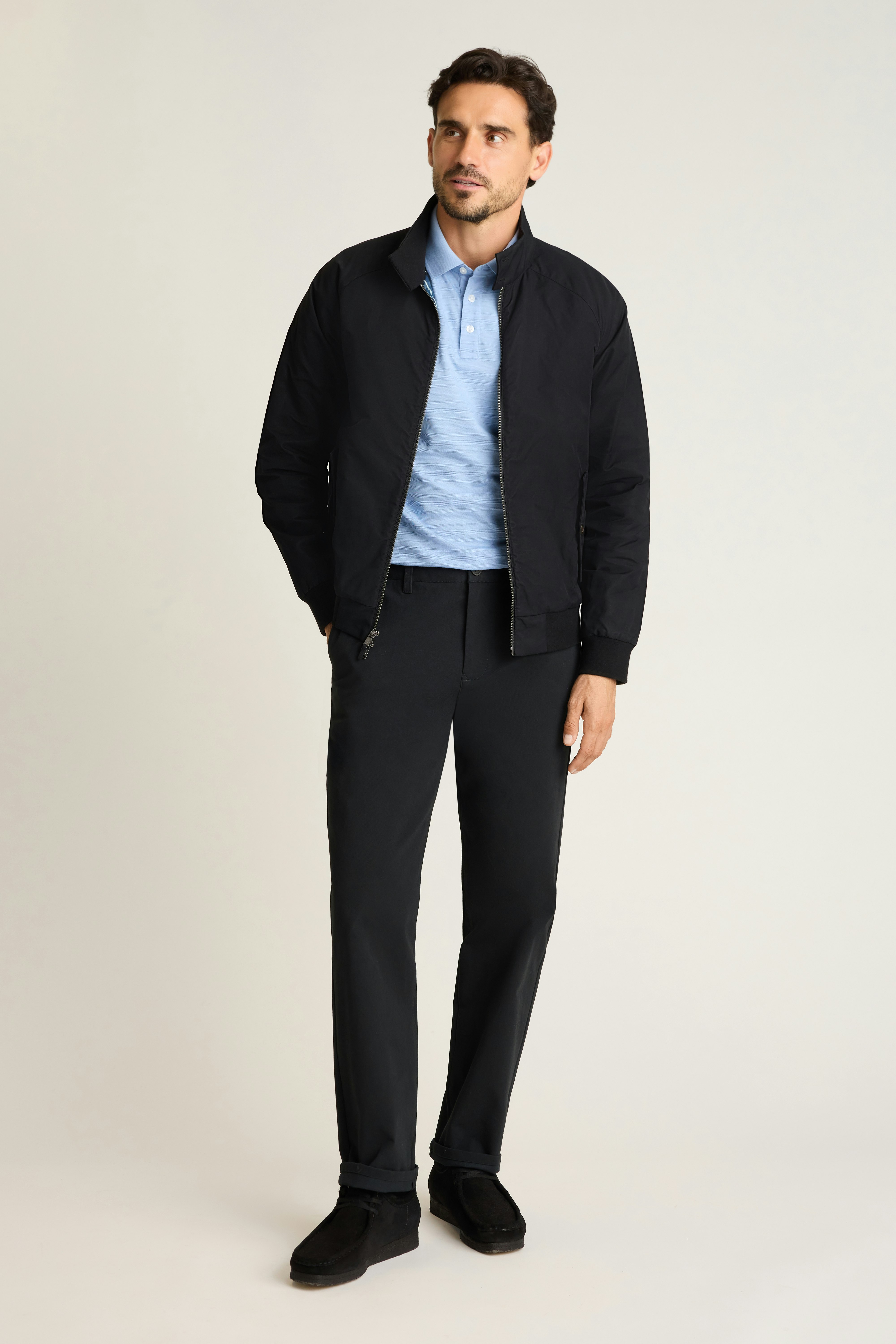 Stretch Pique Polo light blue texture stripe