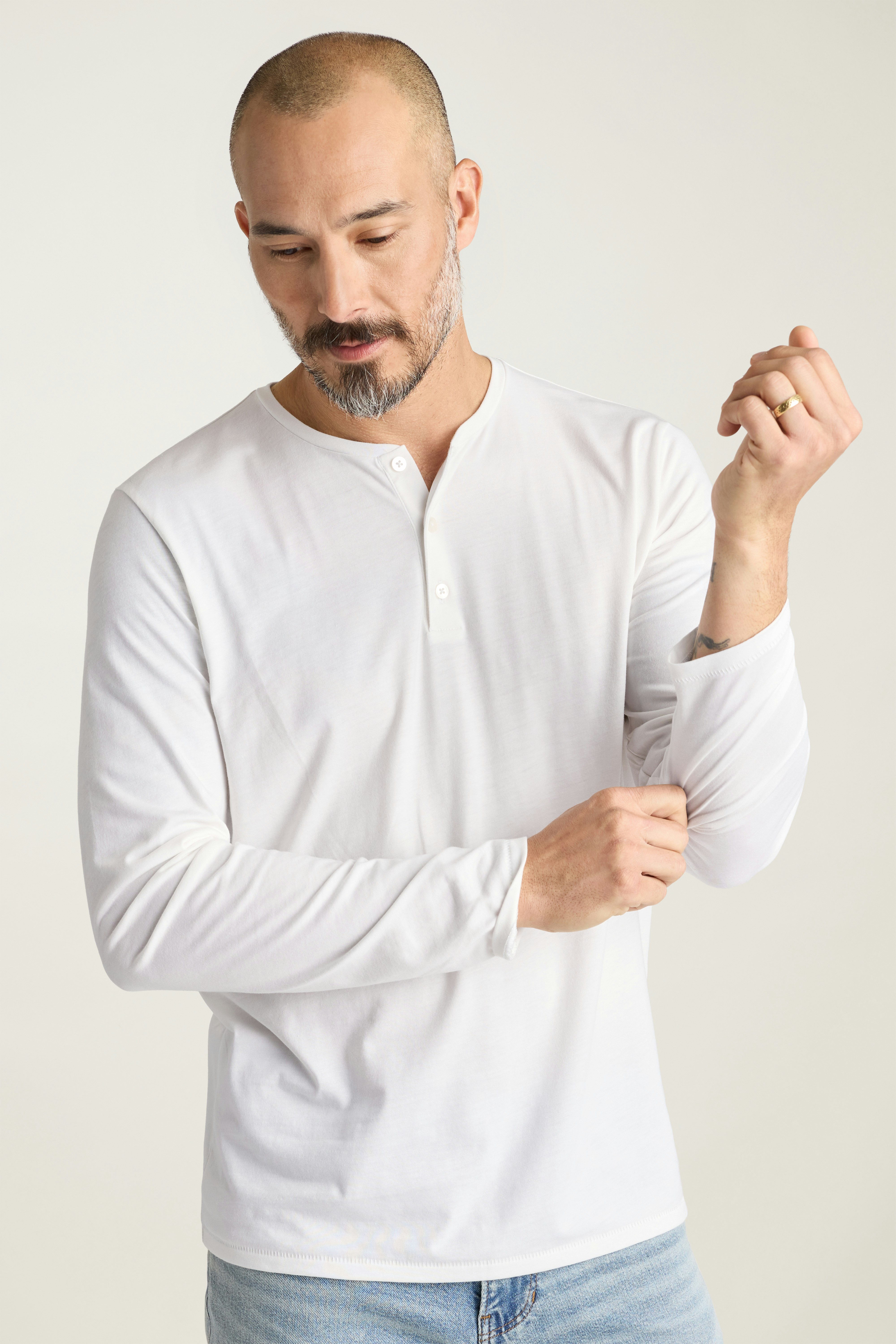 Pima Performance Long Sleeve Henley white