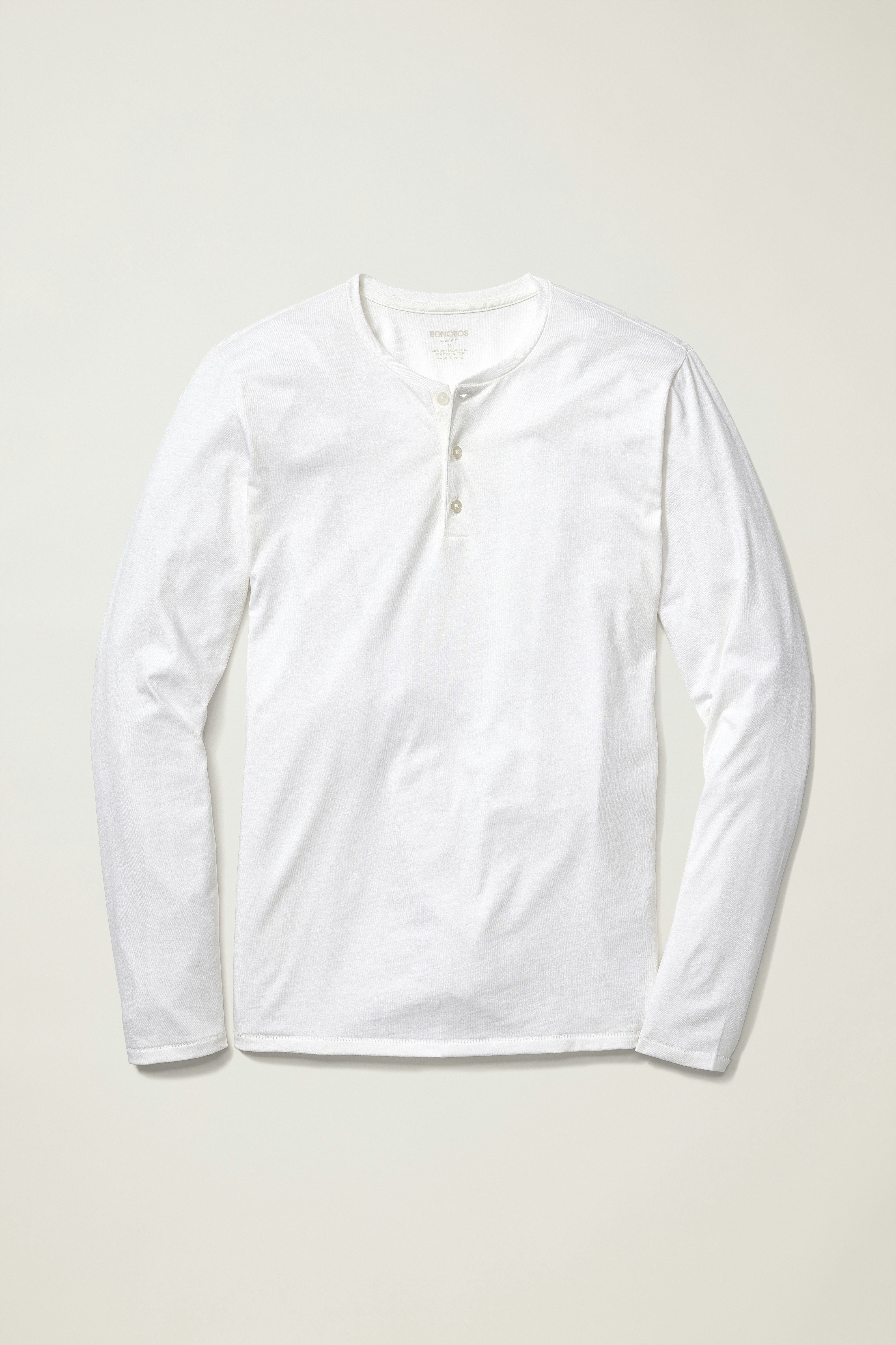 Pima Performance Long Sleeve Henley white