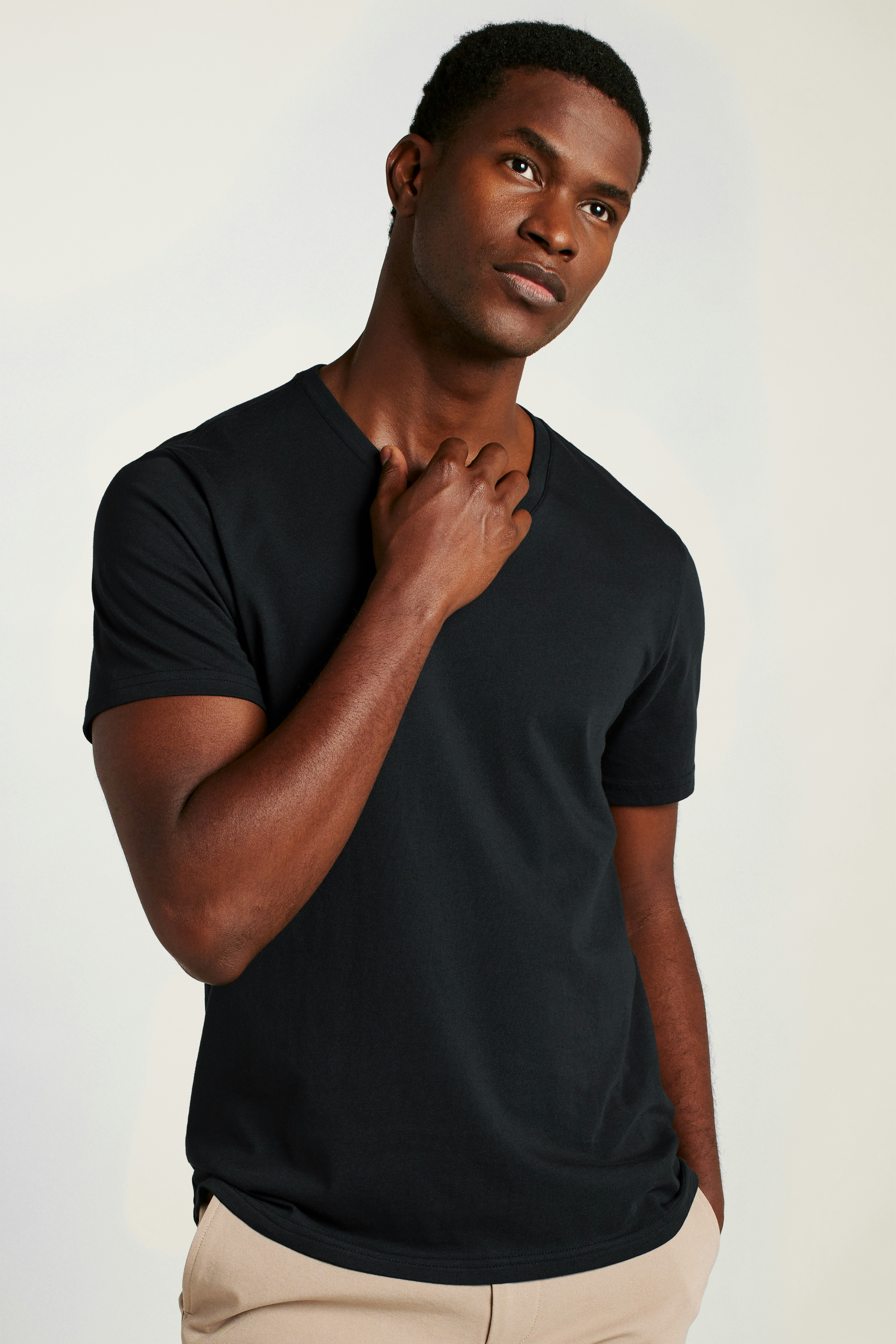 Forever Soft Cotton  V-Neck Tee black