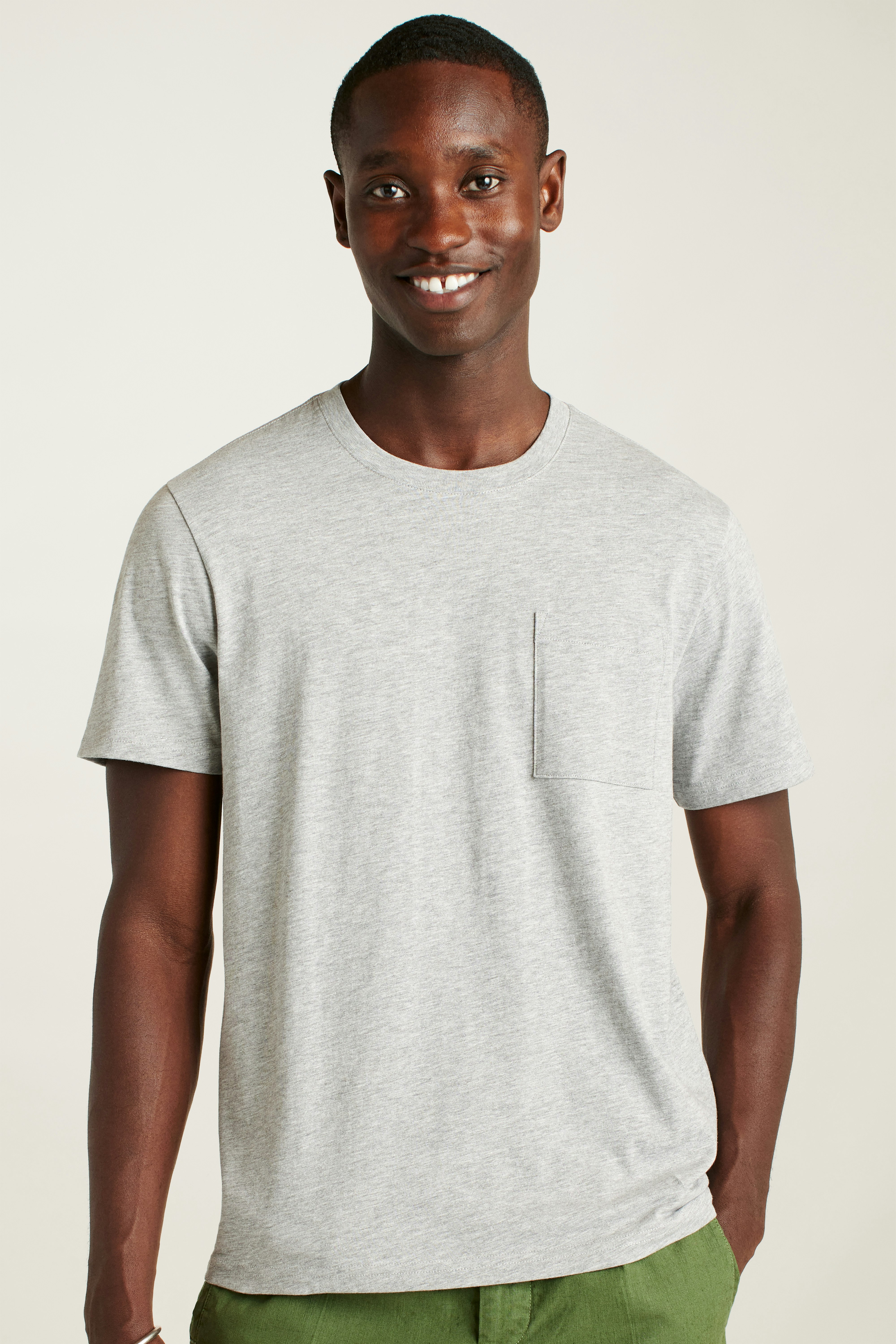 Forever Soft Cotton Pocket Tee heather grey