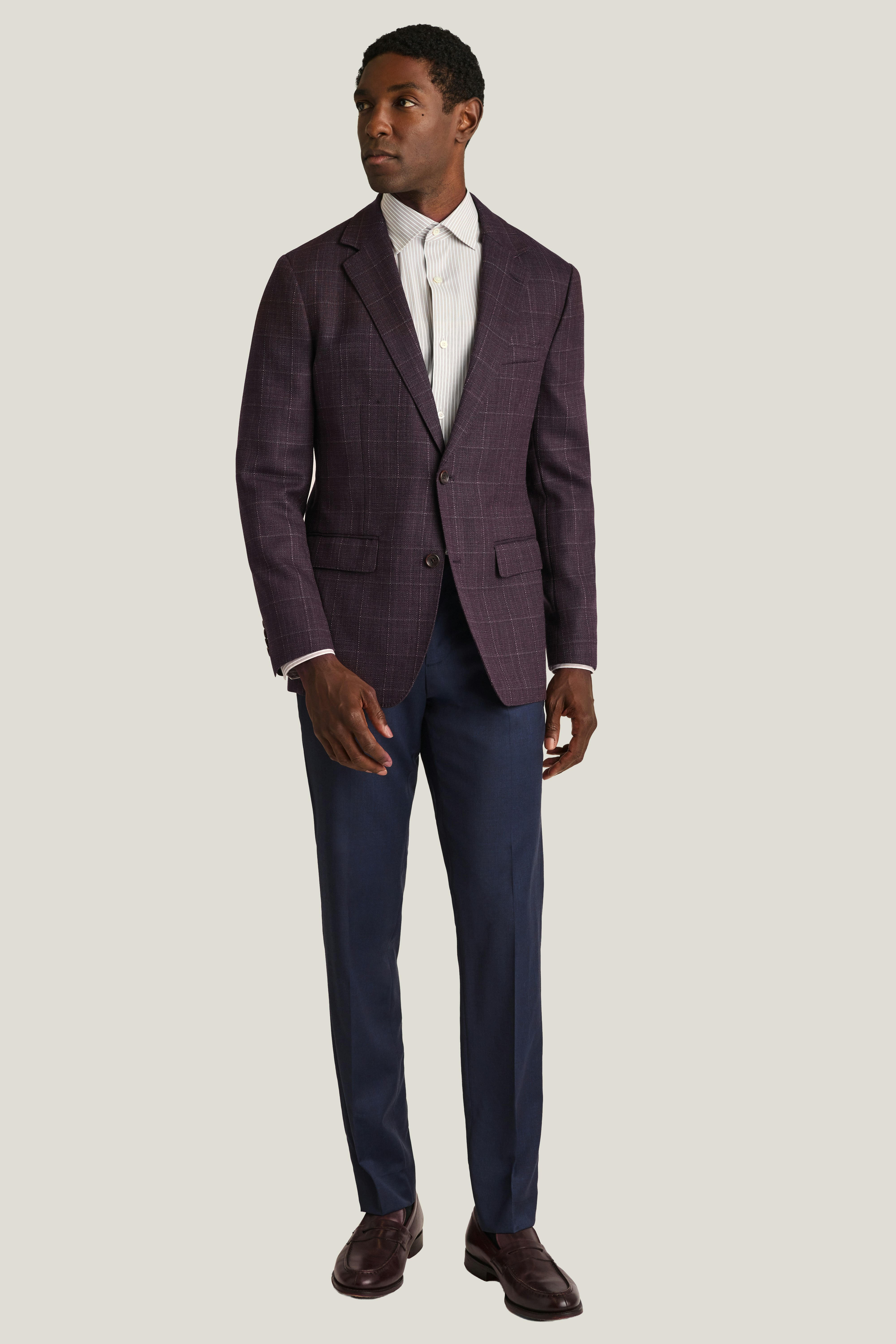 Jetsetter Unconstructed Blazer plum windowpane