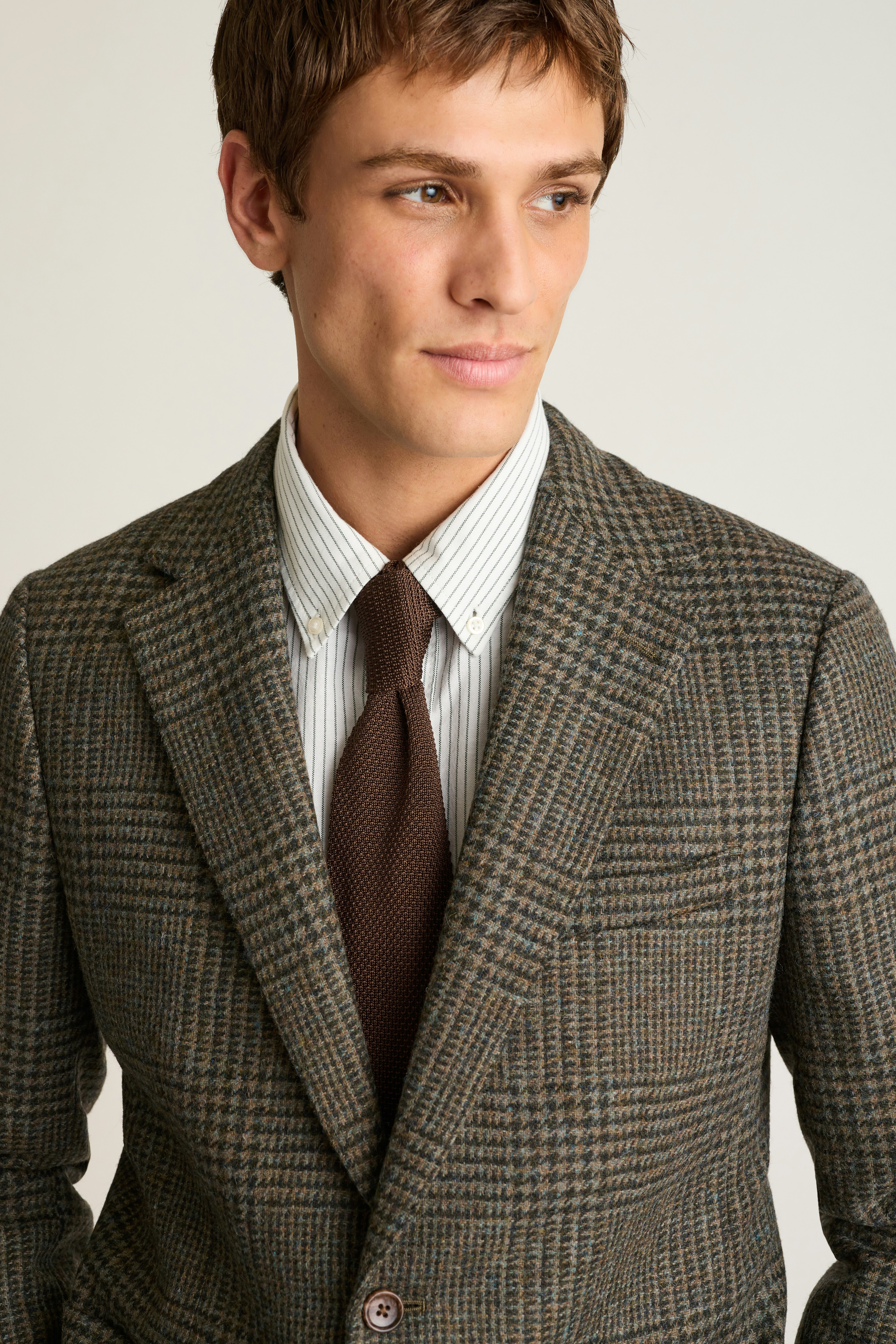 Jetsetter Unconstructed British Wool Blazer olive plaid