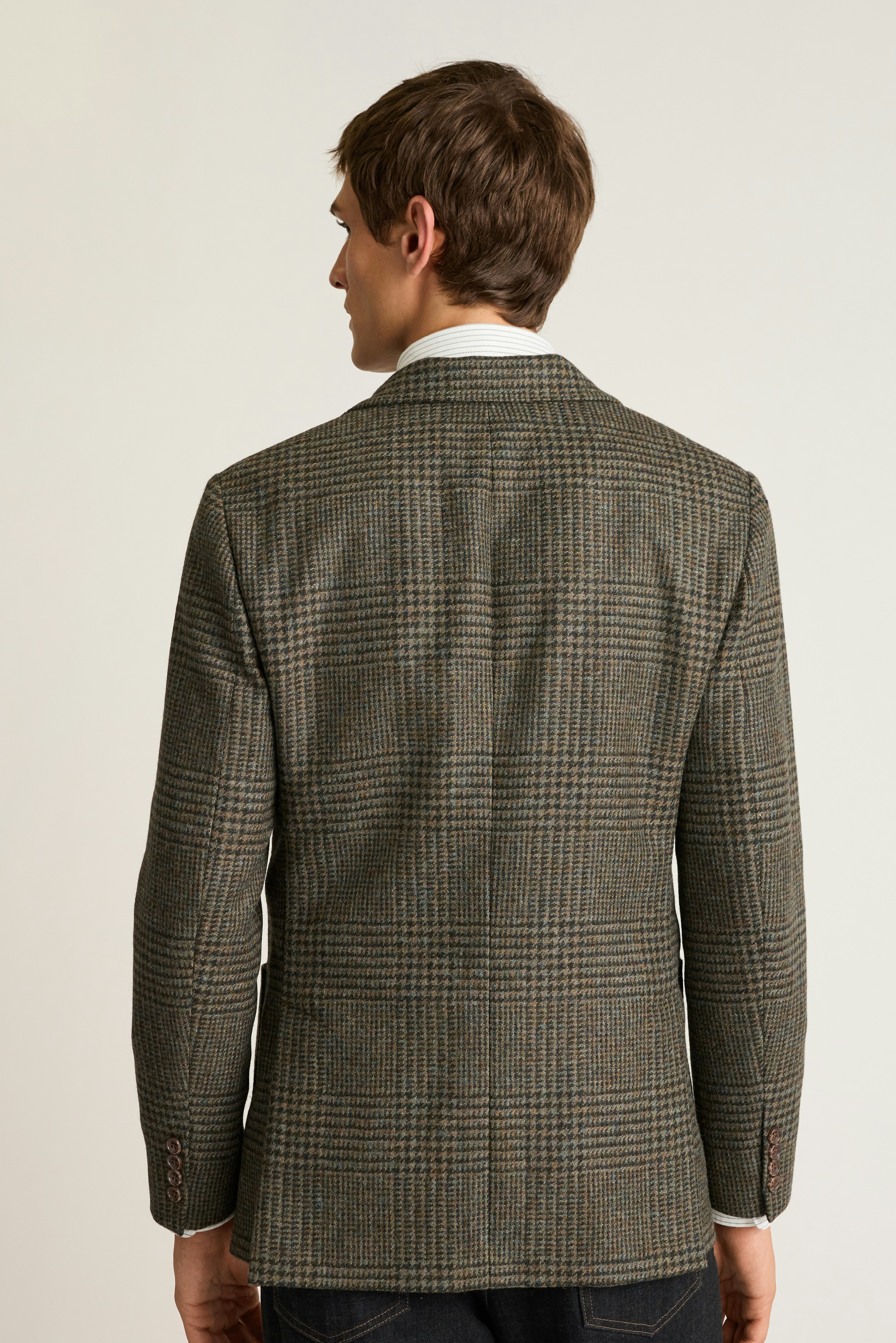 Jetsetter Unconstructed British Wool Blazer olive plaid