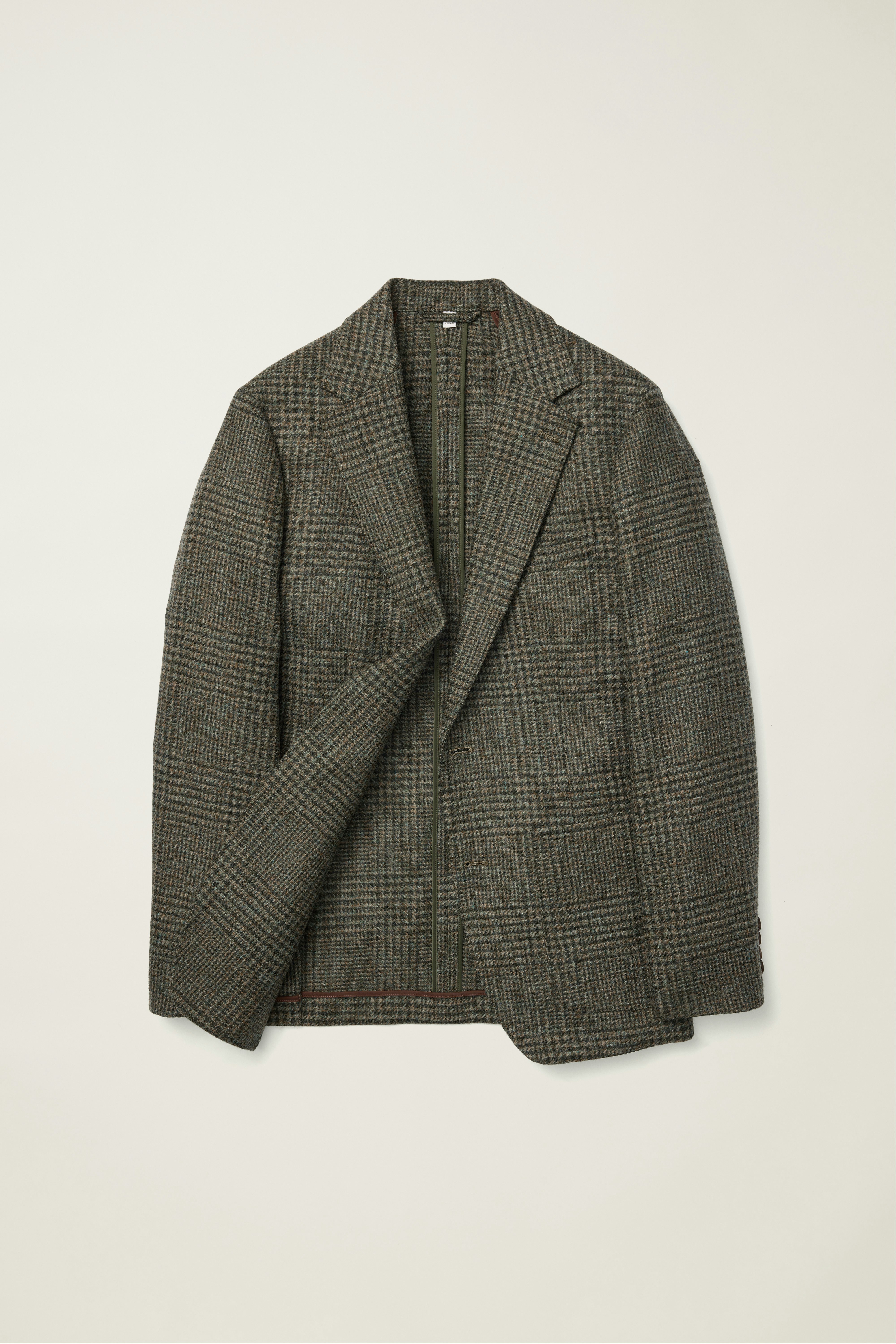 Jetsetter Unconstructed British Wool Blazer olive plaid