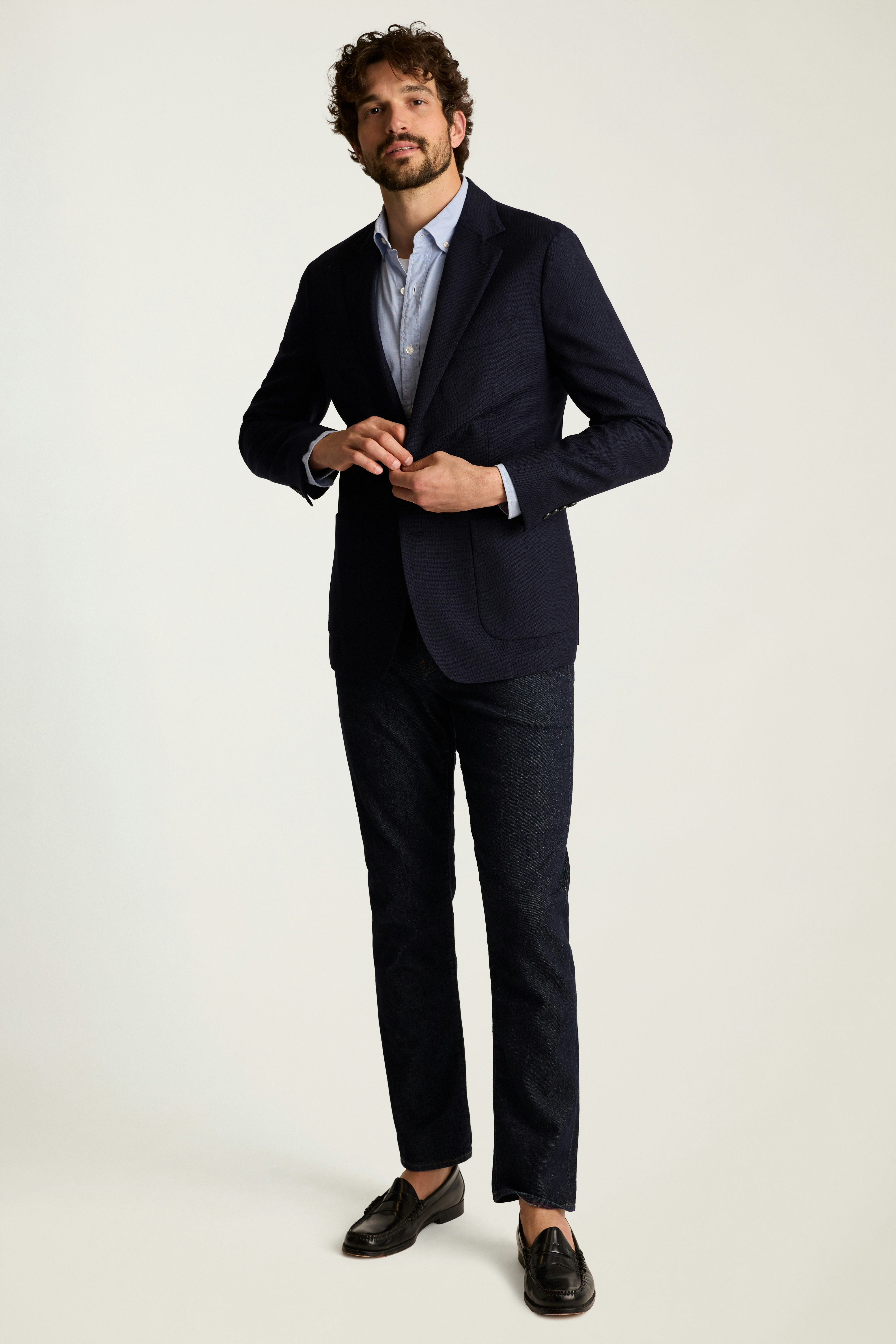 Jetsetter Unconstructed Italian Wool Blazer navy