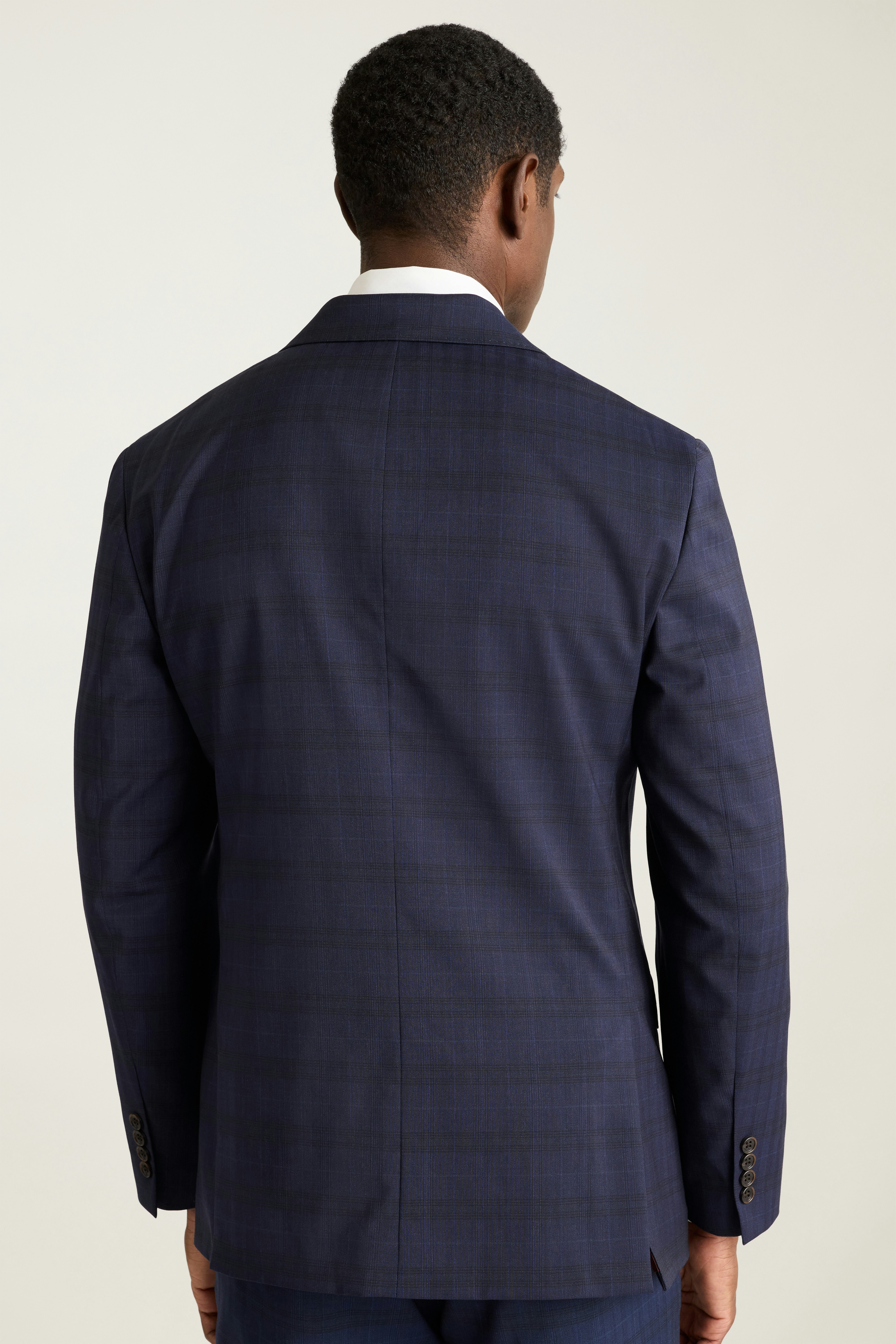Jetsetter Italian Wool Blazer dark navy blue glen plaid