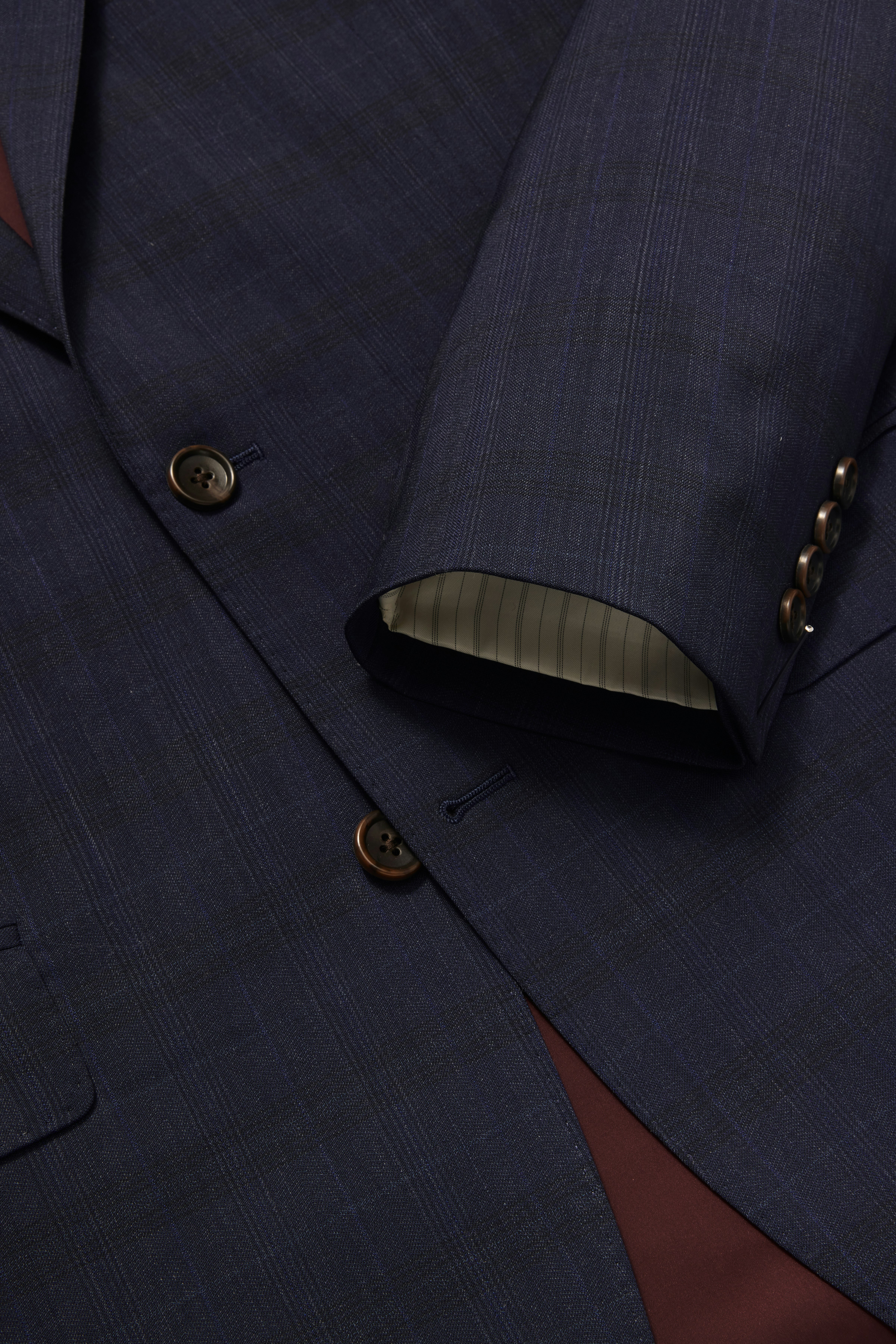 Jetsetter Italian Wool Blazer dark navy blue glen plaid