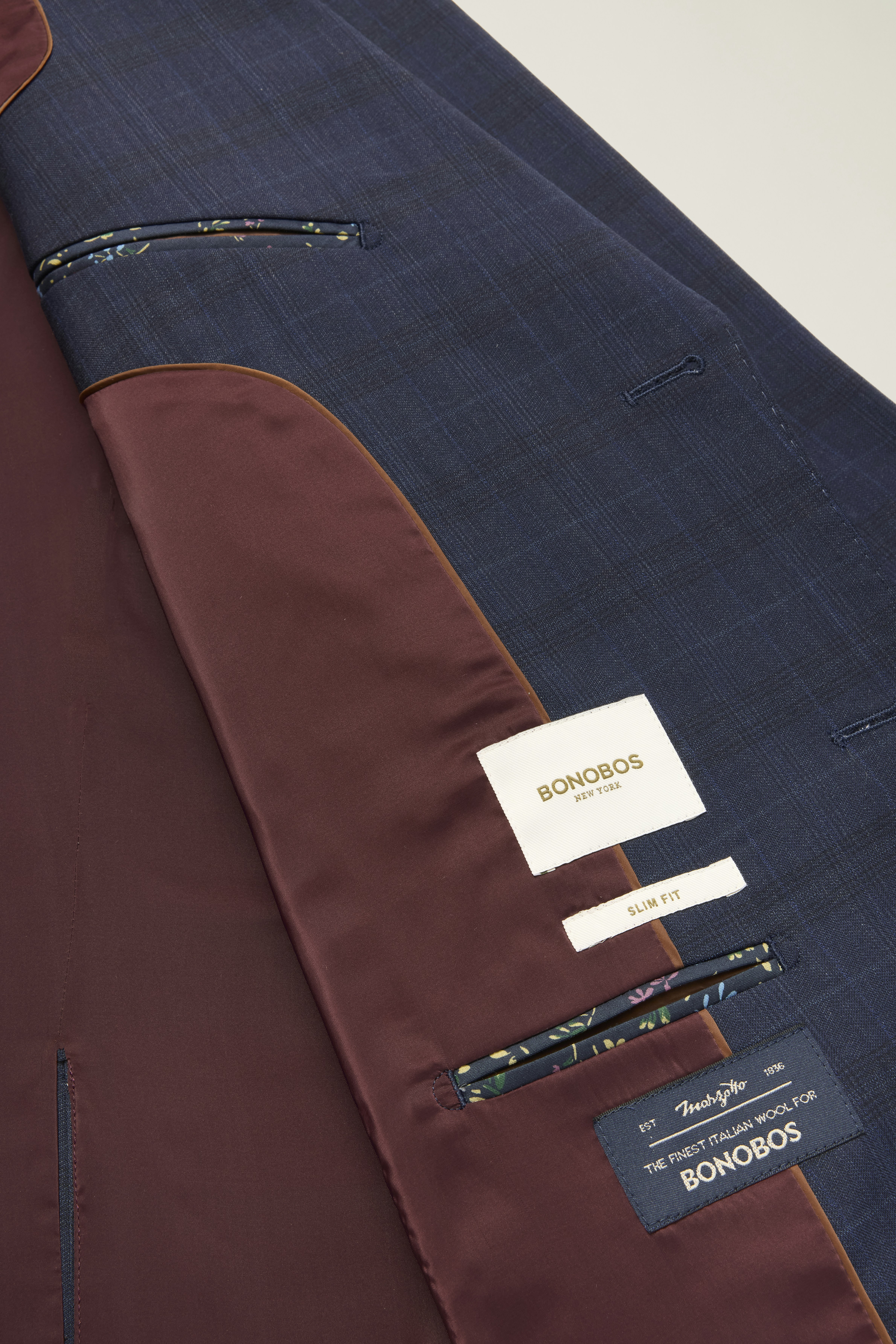 Jetsetter Italian Wool Blazer dark navy blue glen plaid