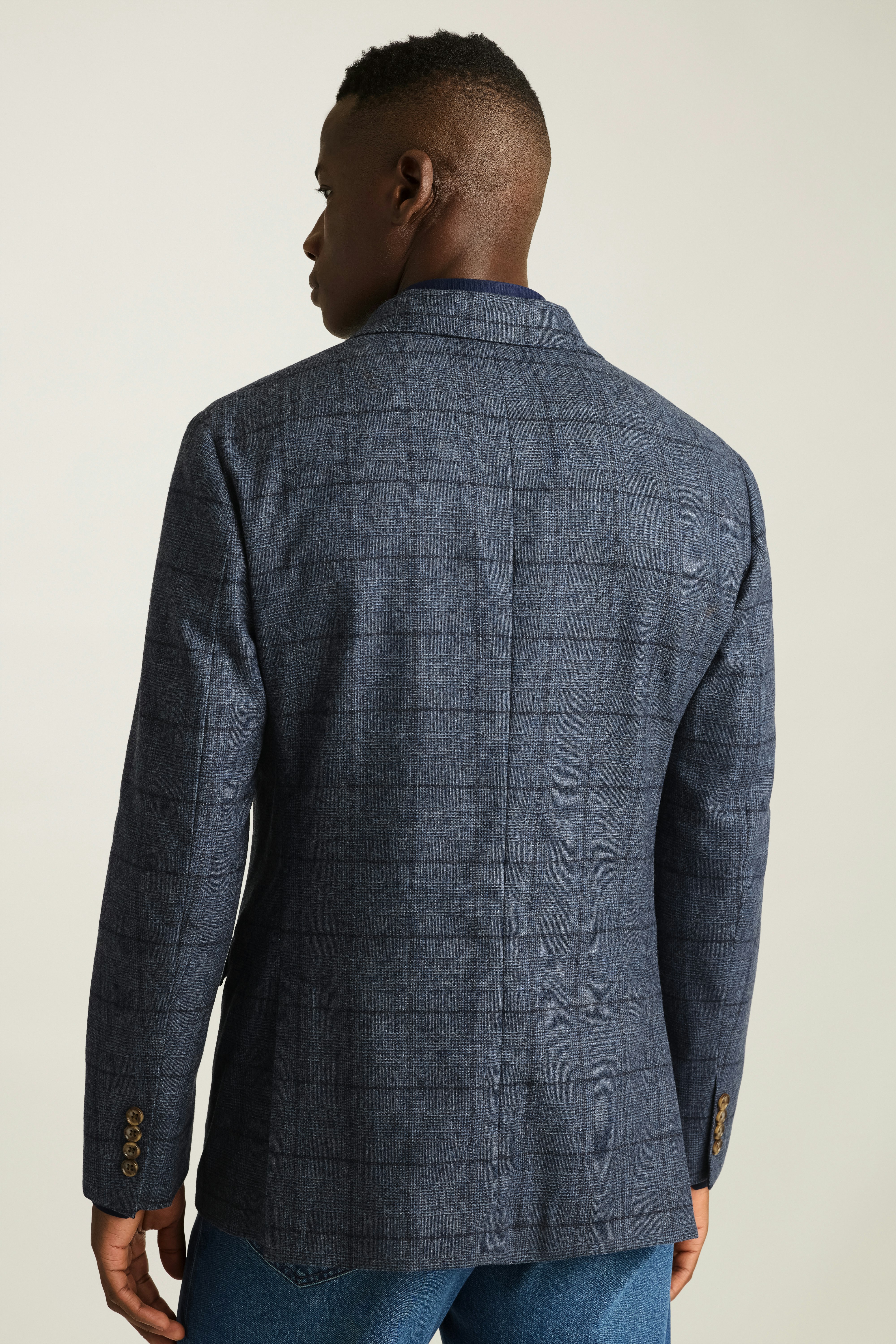 Jetsetter Unconstructed Italian Wool Blazer blue glen plaid