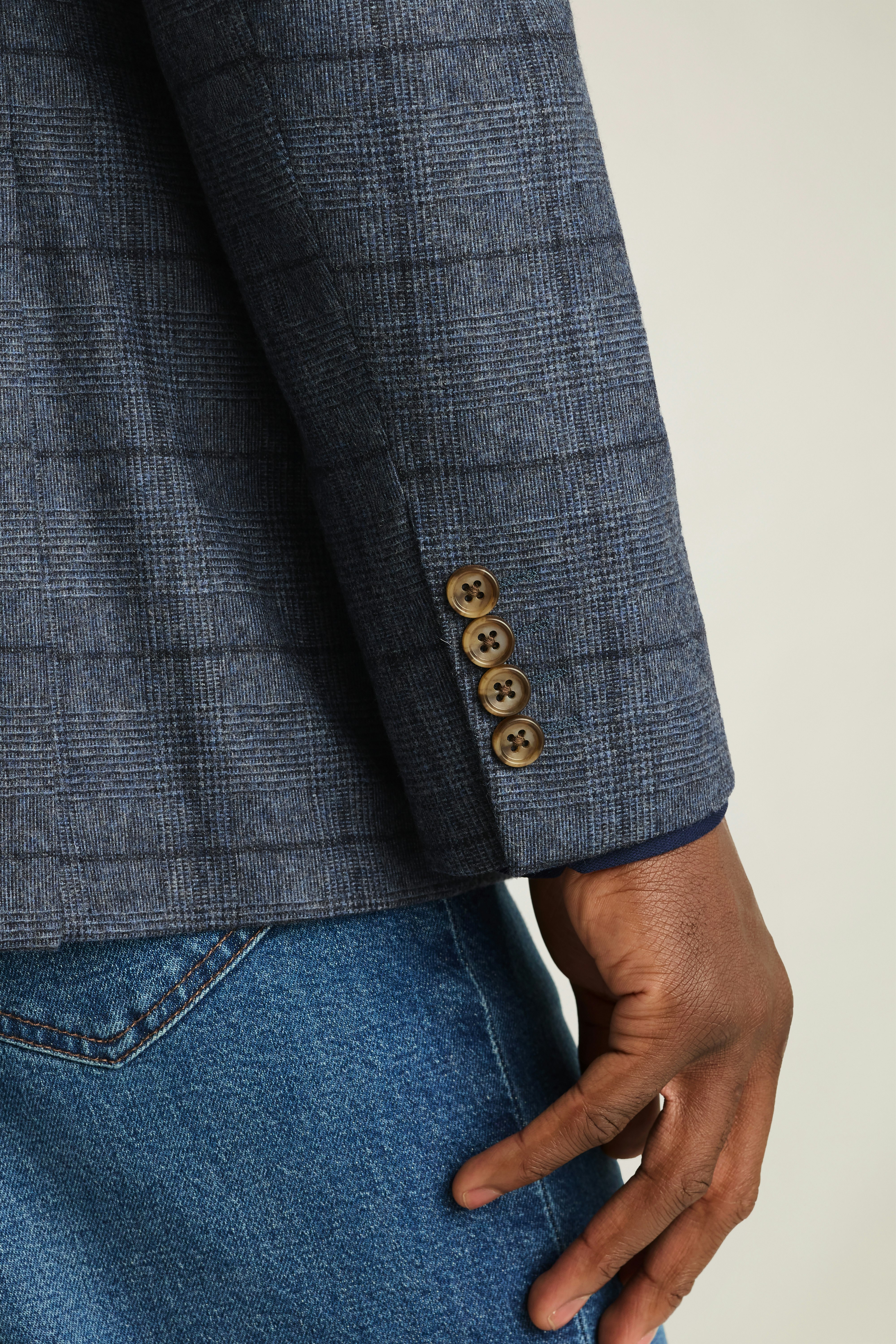 Jetsetter Unconstructed Italian Wool Blazer blue glen plaid