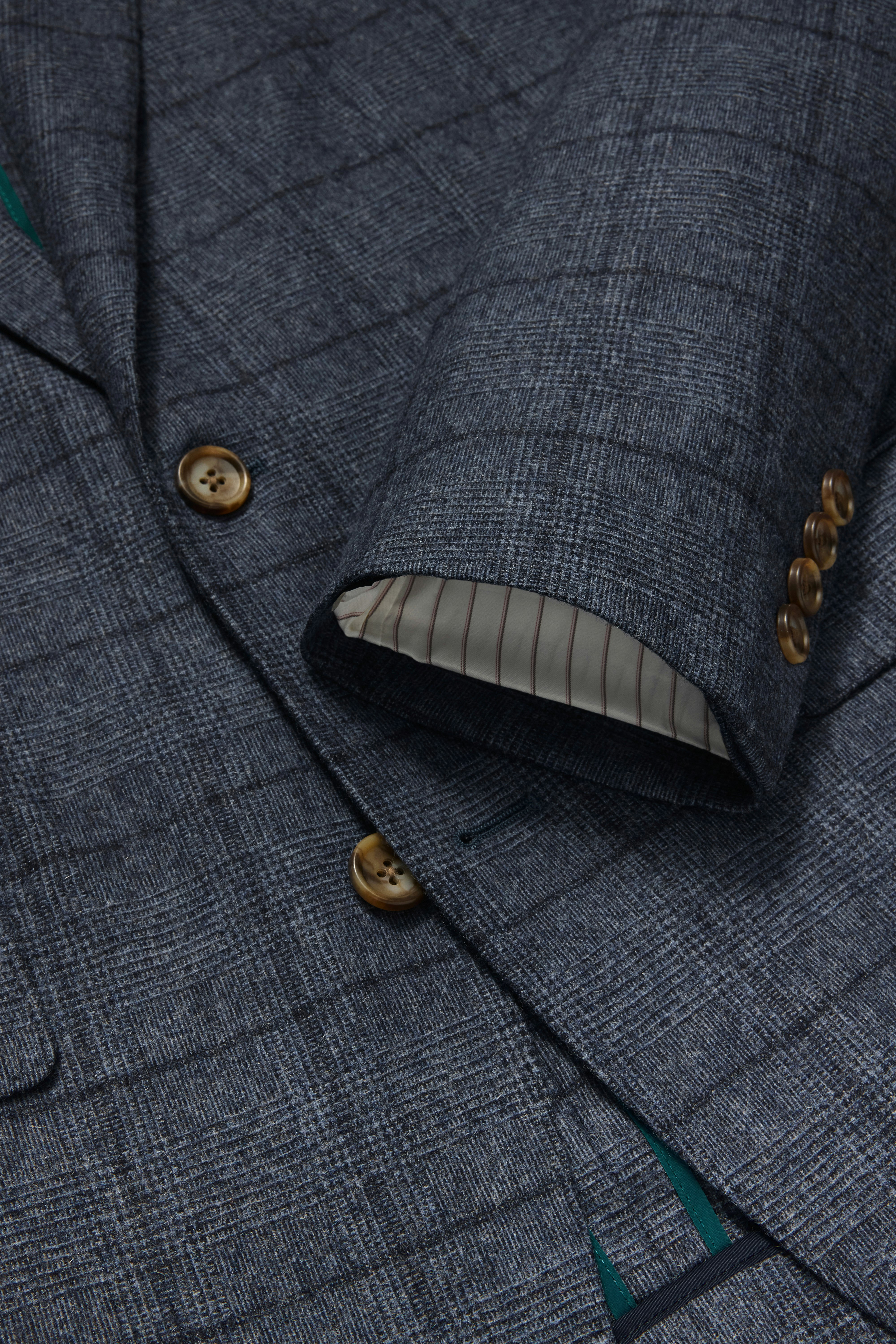 Jetsetter Unconstructed Italian Wool Blazer blue glen plaid