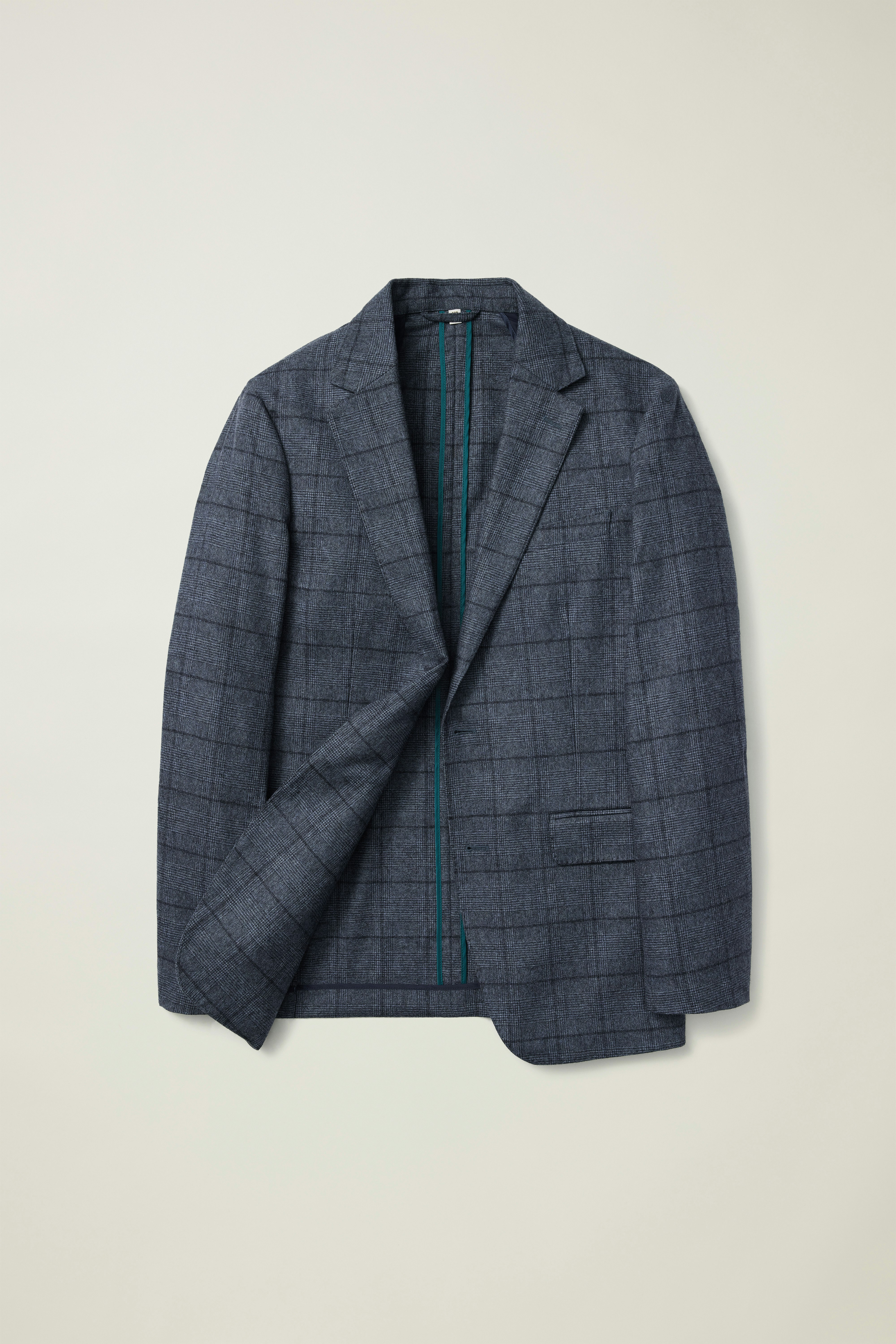 Jetsetter Unconstructed Italian Wool Blazer blue glen plaid