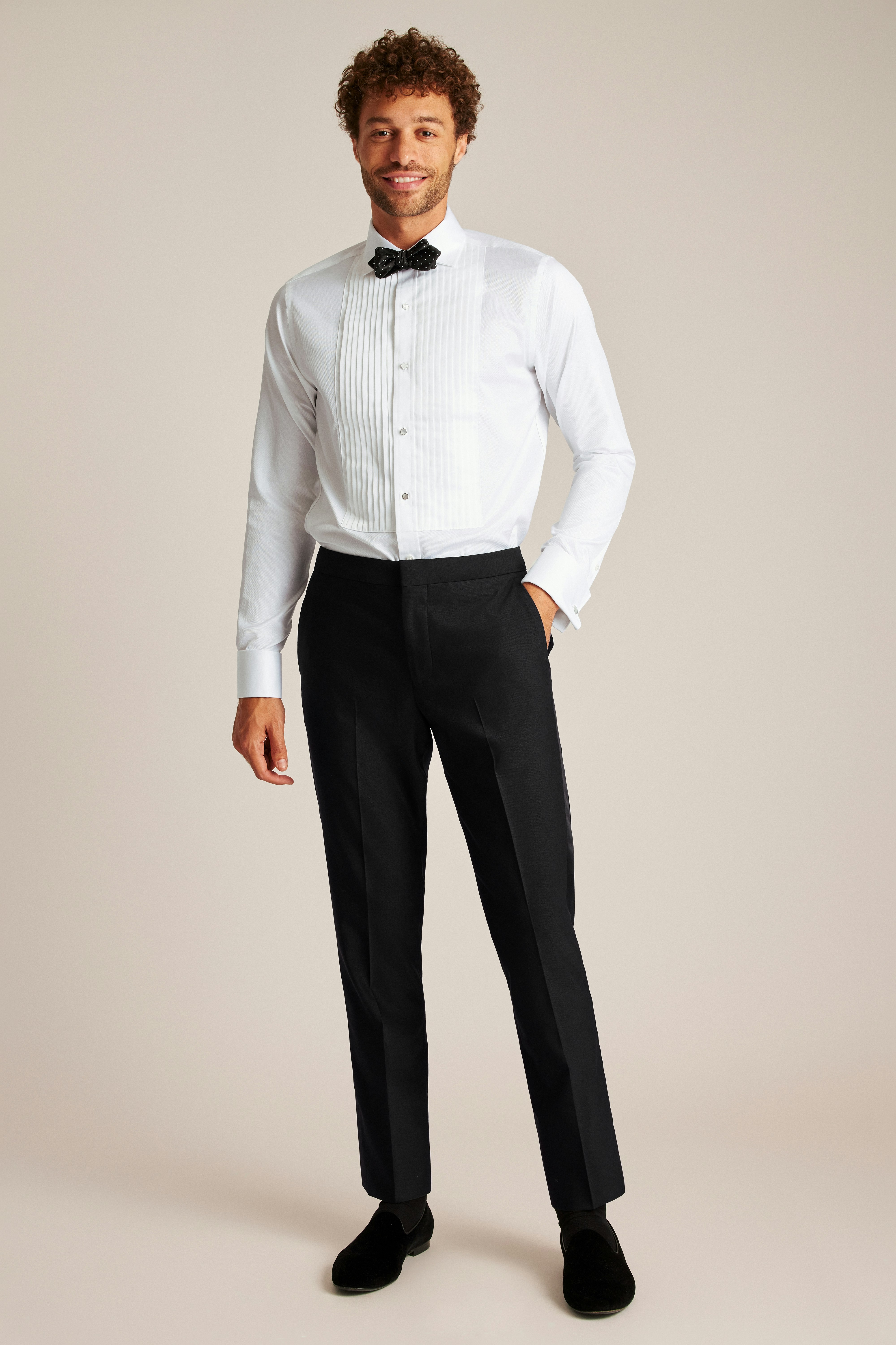 Empire Stretch Italian Wool Tuxedo Pant black