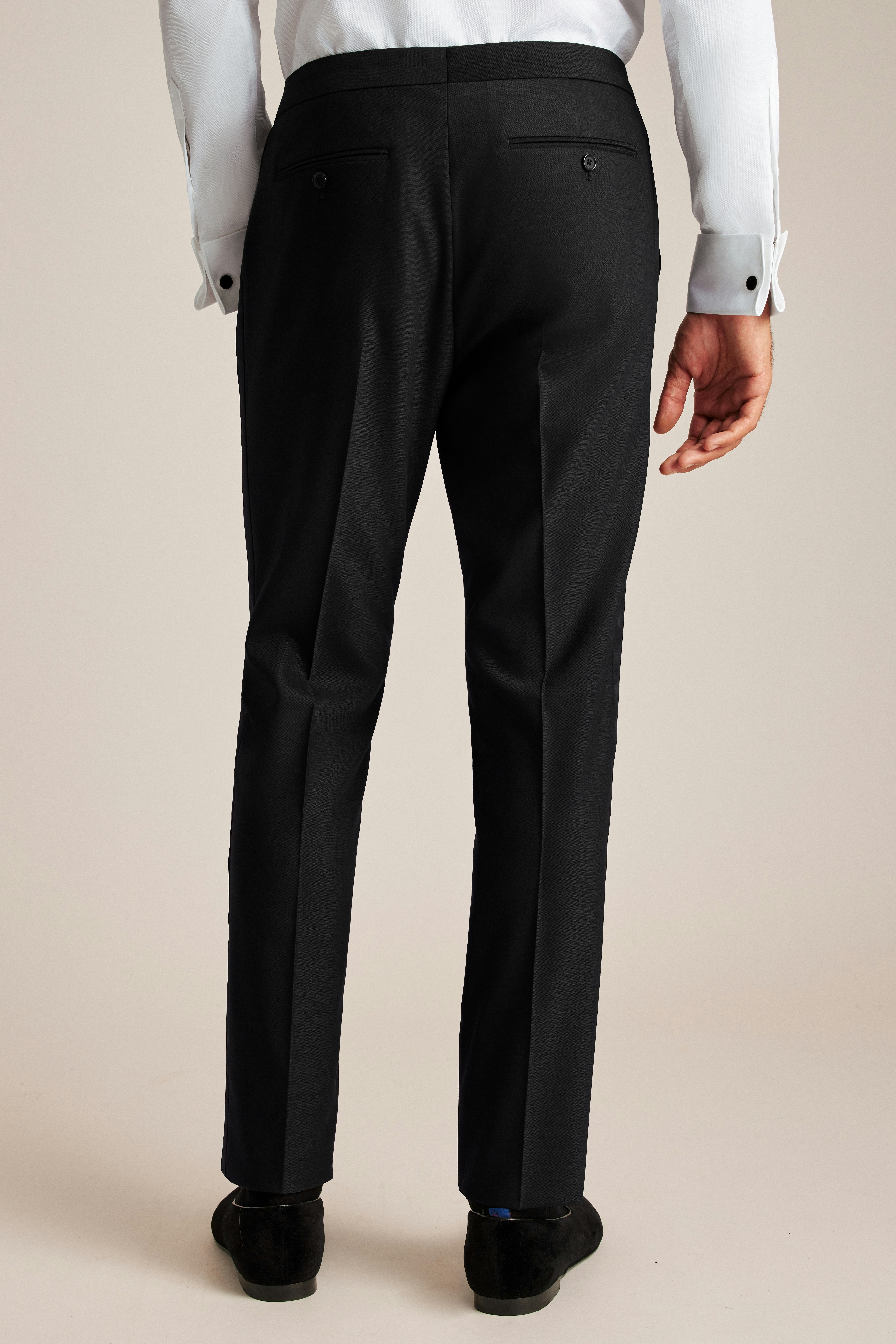 Empire Stretch Italian Wool Tuxedo Pant black