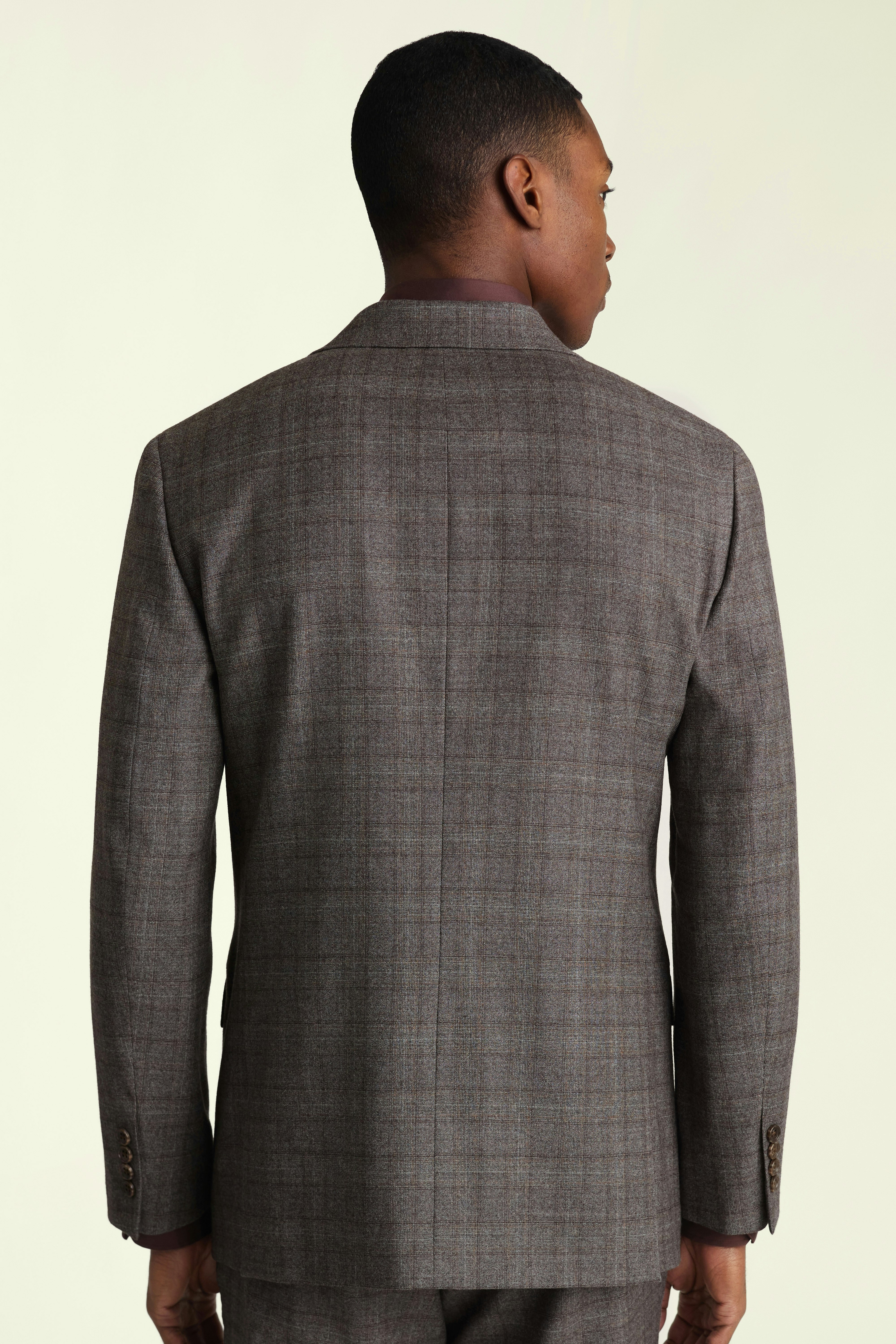 Jetsetter Italian Wool Blazer grey brown glen plaid