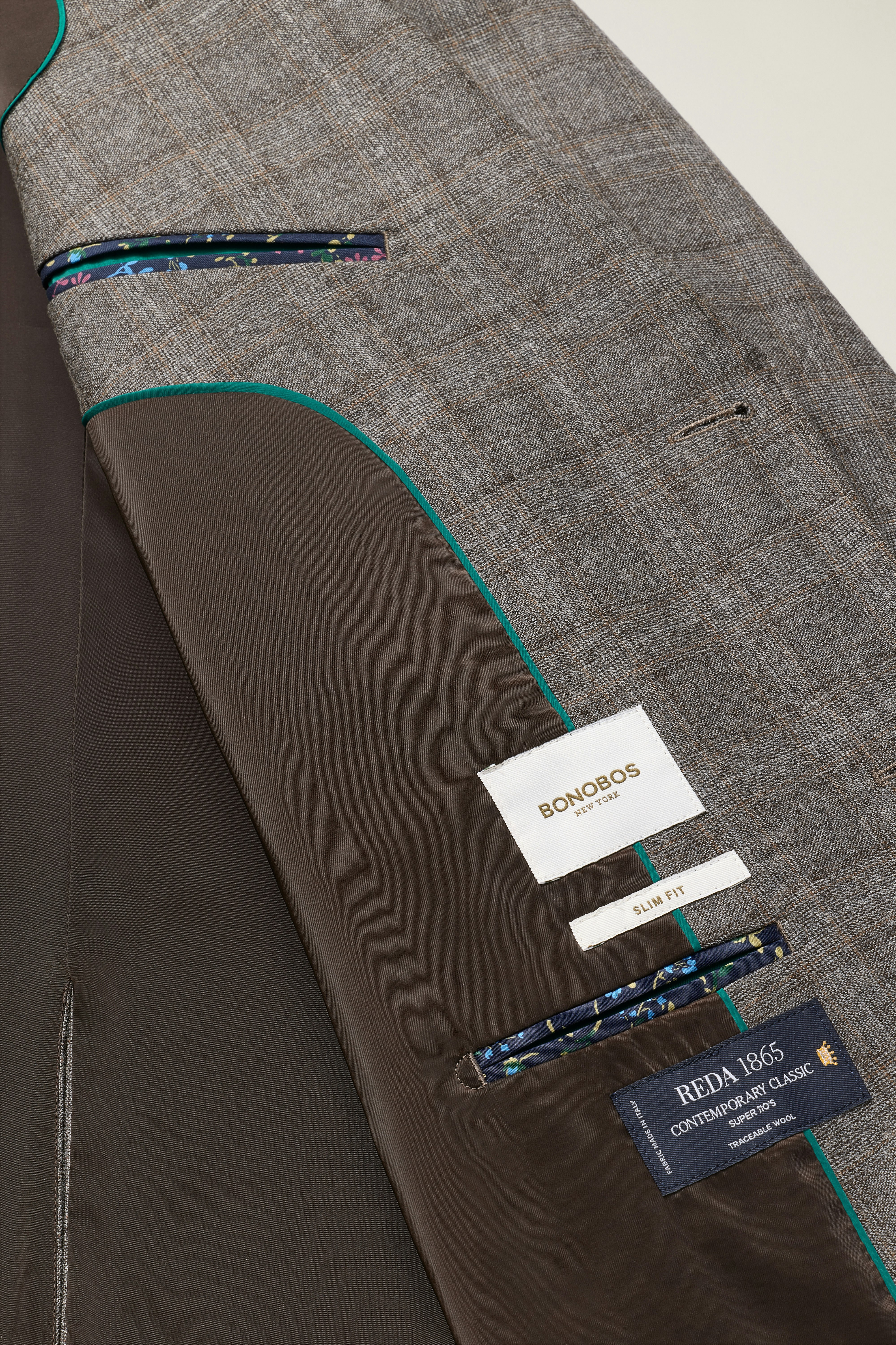 Jetsetter Italian Wool Blazer grey brown glen plaid