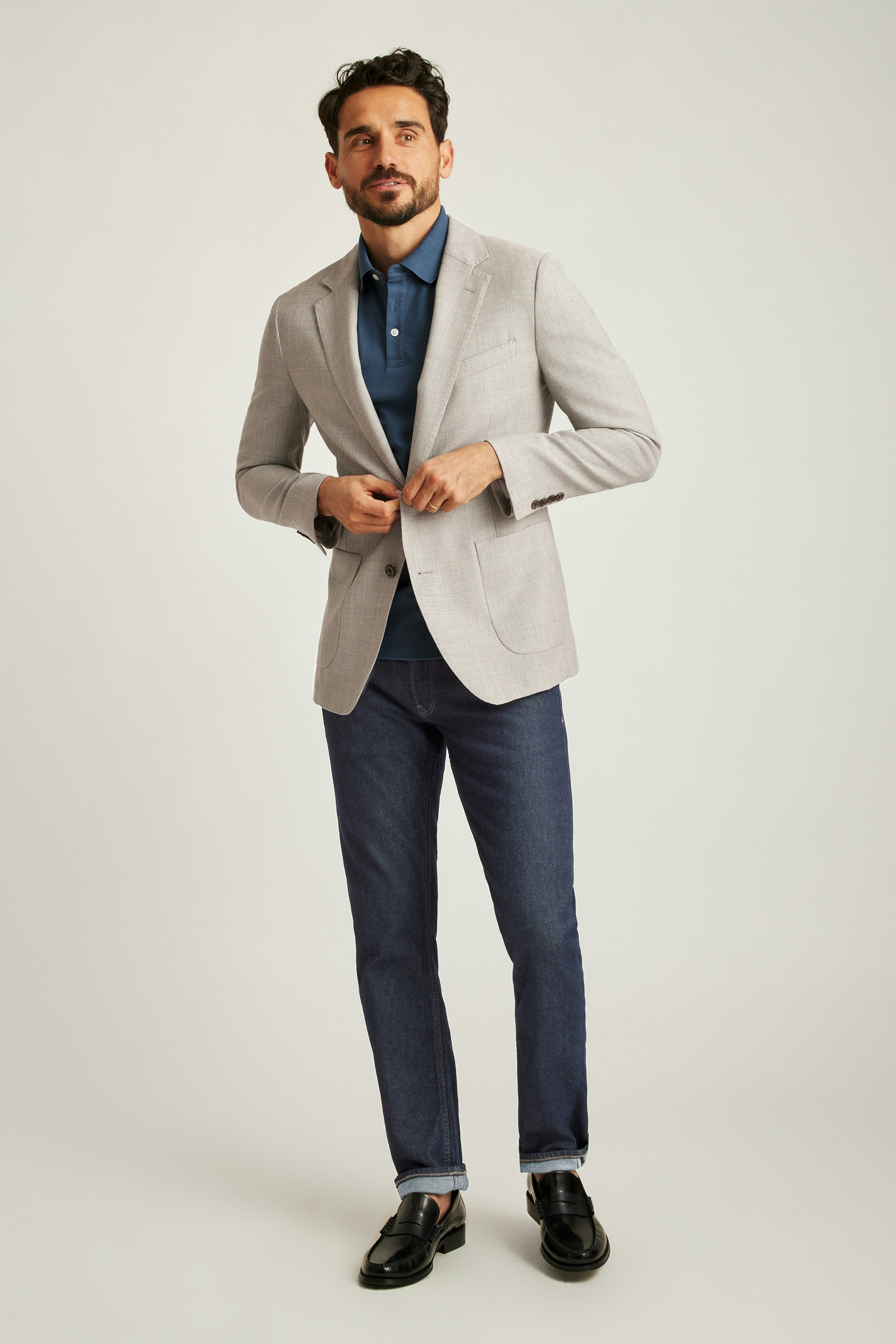 Jetsetter Unconstructed Italian Wool Blazer light grey