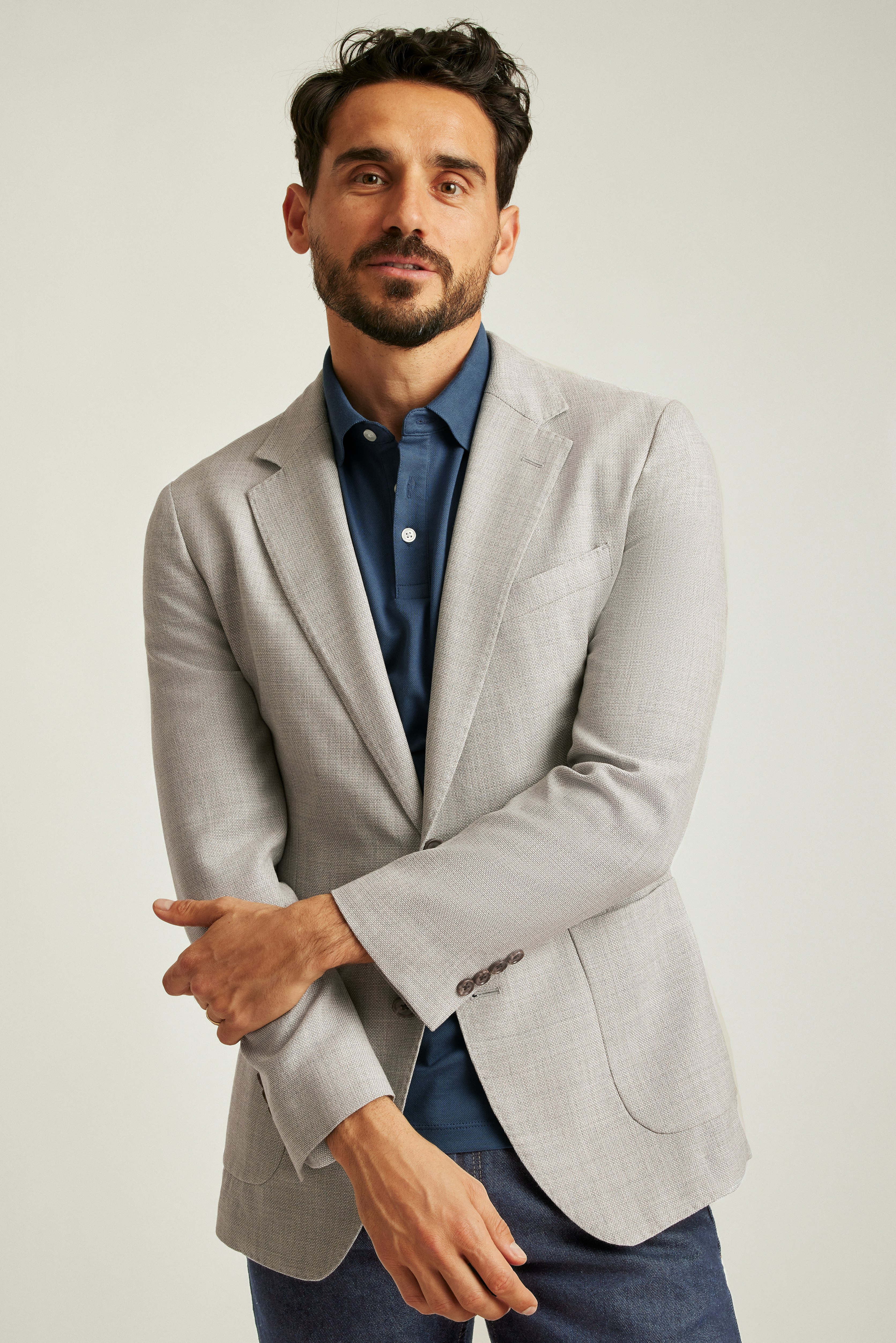 Jetsetter Unconstructed Italian Wool Blazer light grey