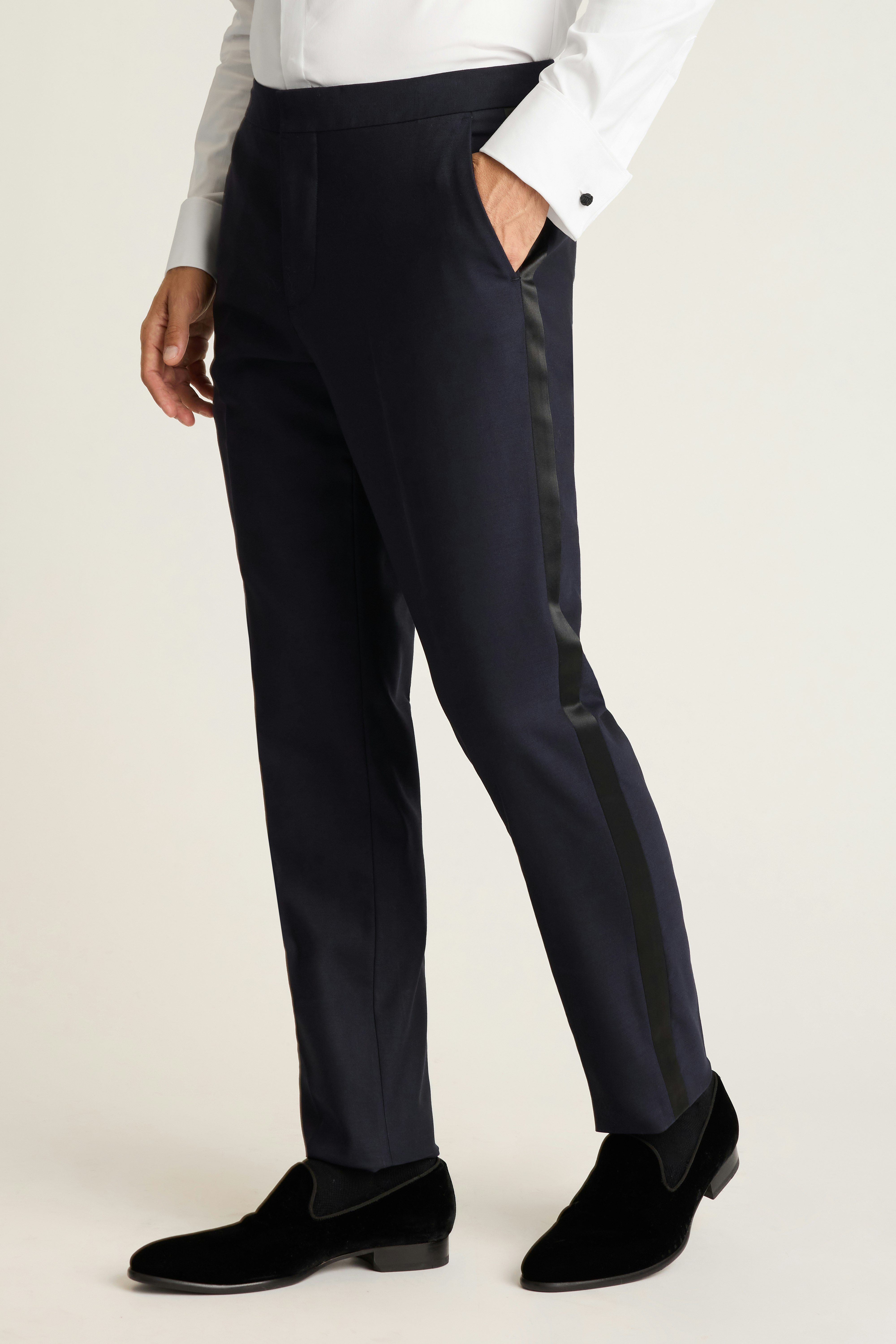 Empire Stretch Italian Wool Tuxedo Pant navy
