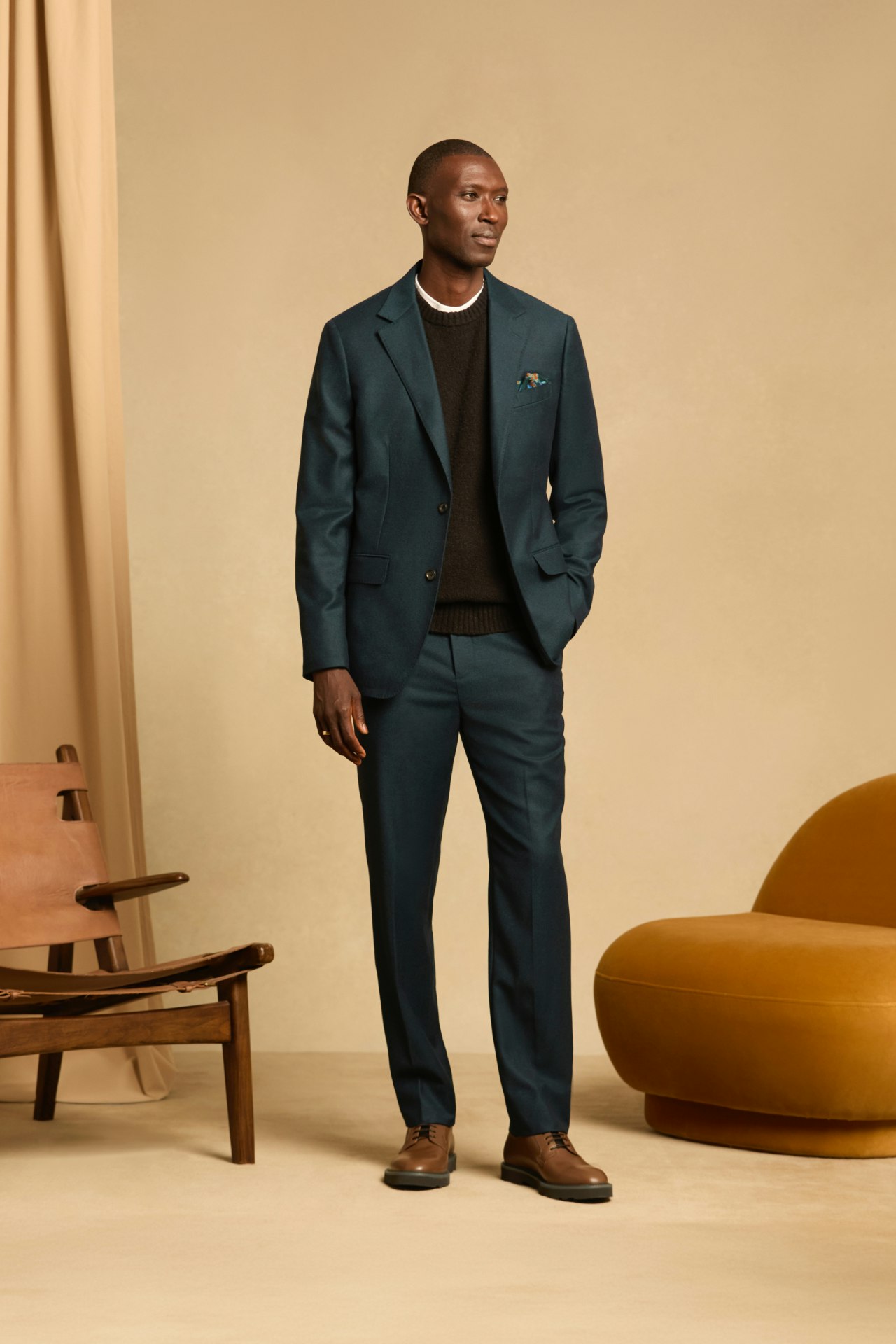 Jetsetter Italian Brushed Wool Blazer dark navy blue