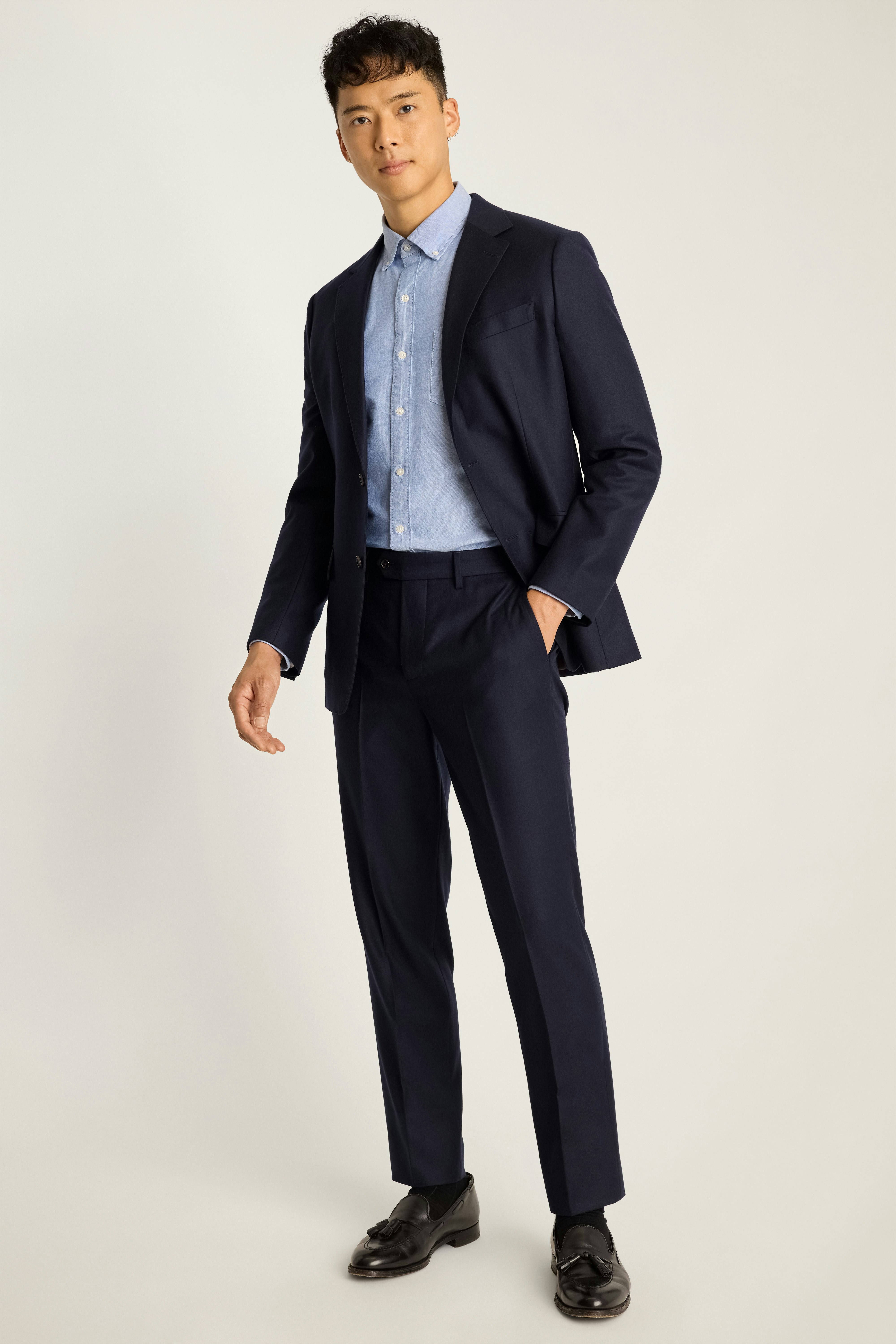 Jetsetter Italian Brushed Wool Blazer dark navy blue