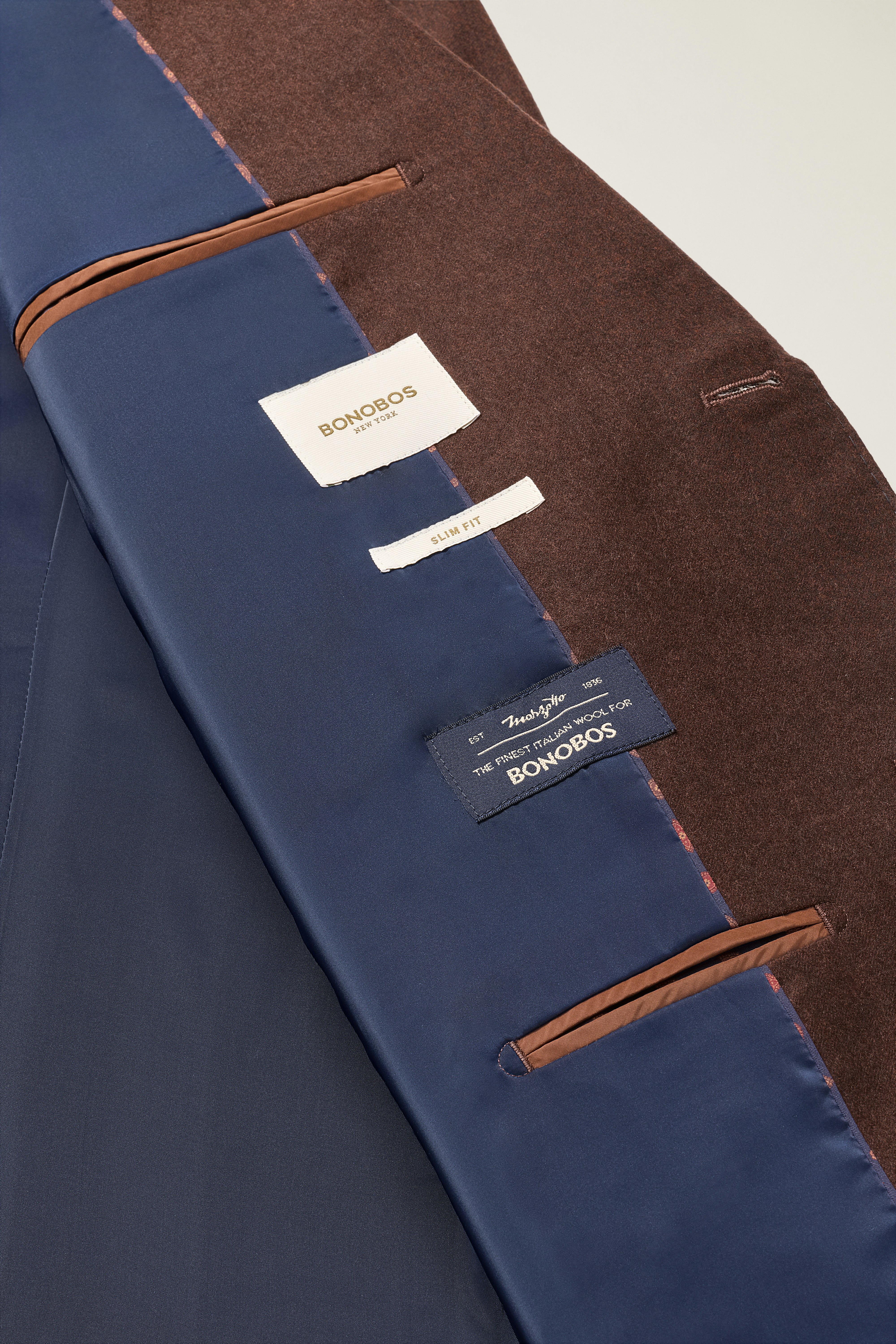 Jetsetter Italian Brushed Wool Blazer chestnut brown