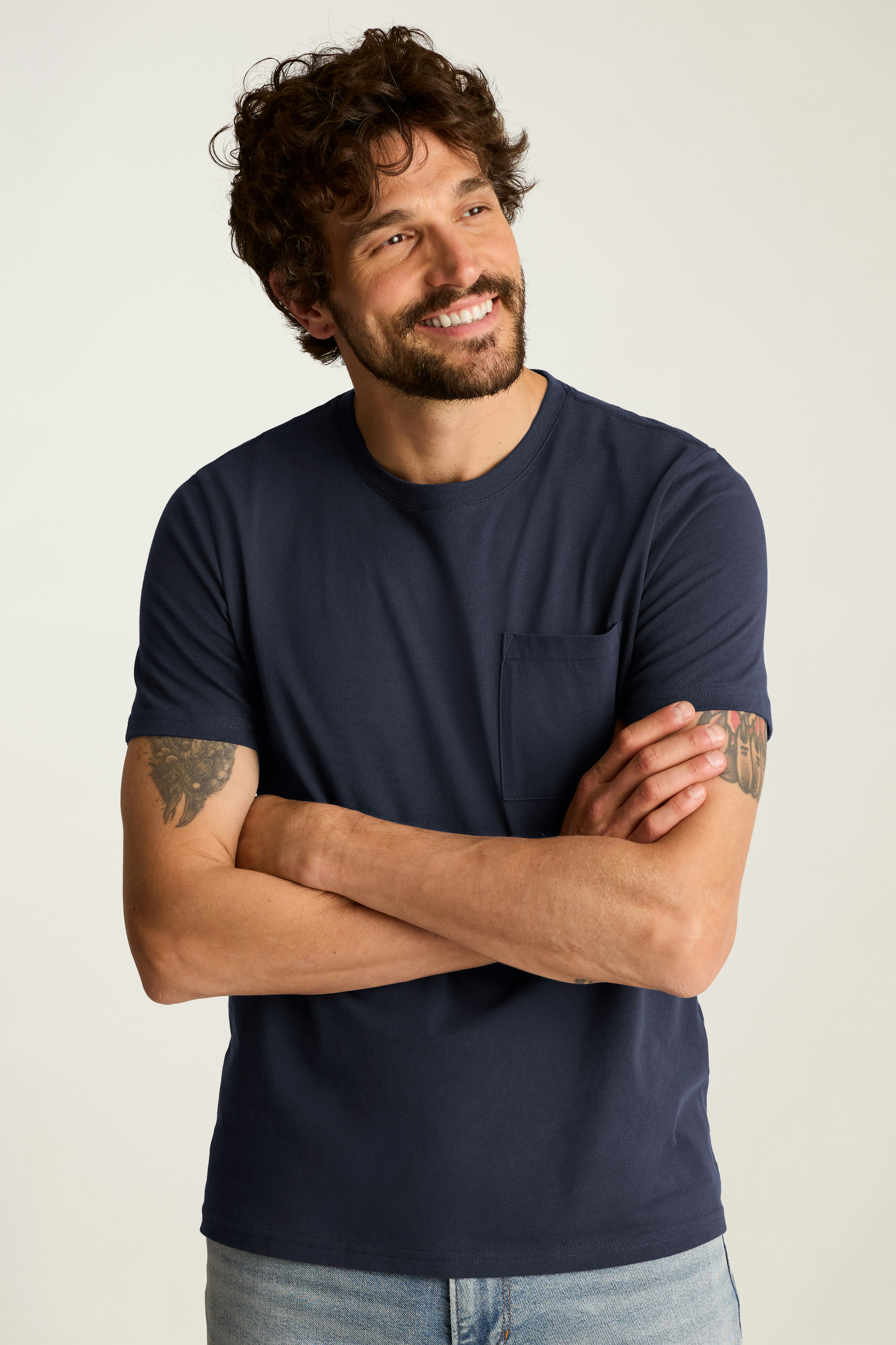 Forever Soft Cotton Pocket Tee navy
