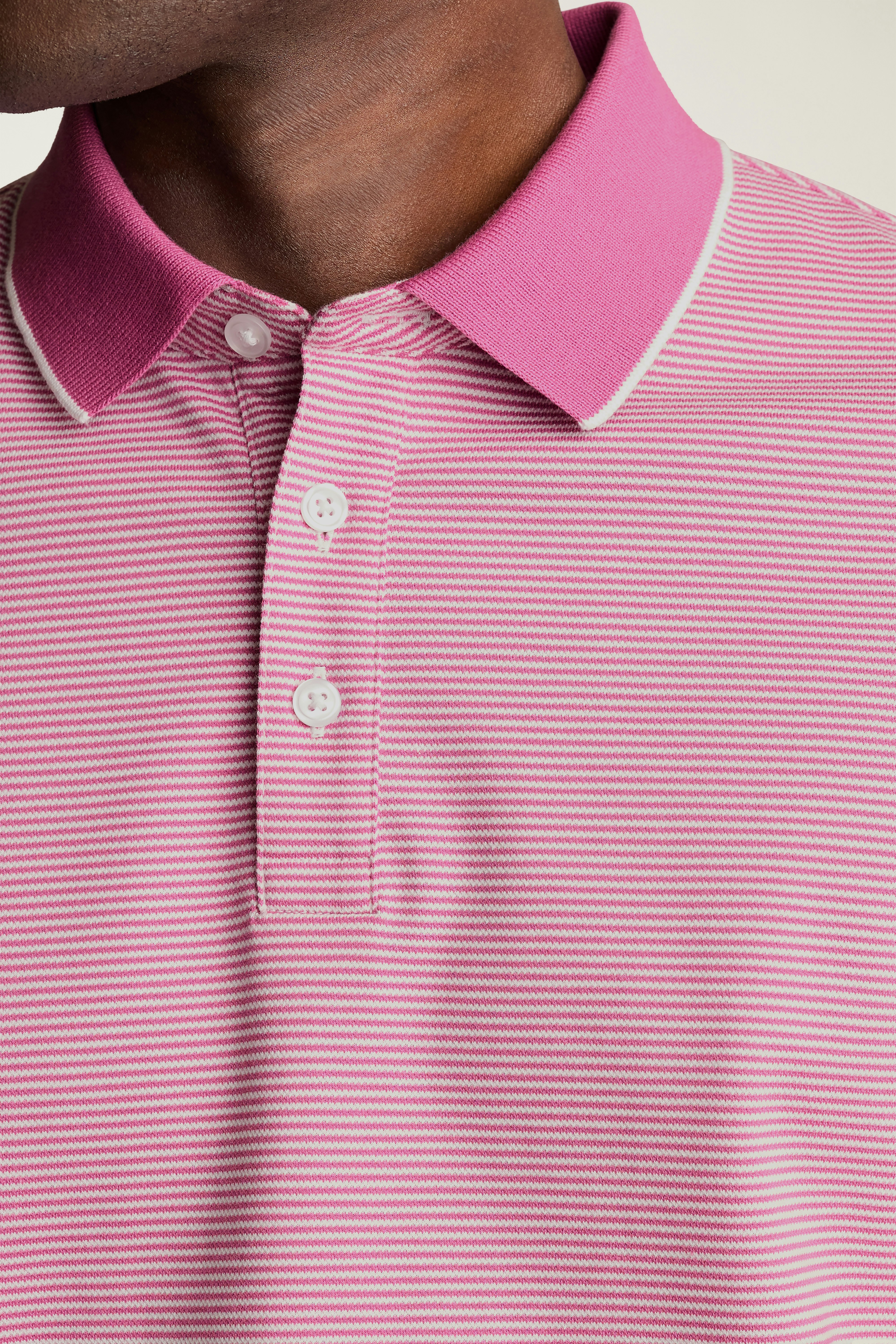 Stretch Pique Polo purple feeder stripe