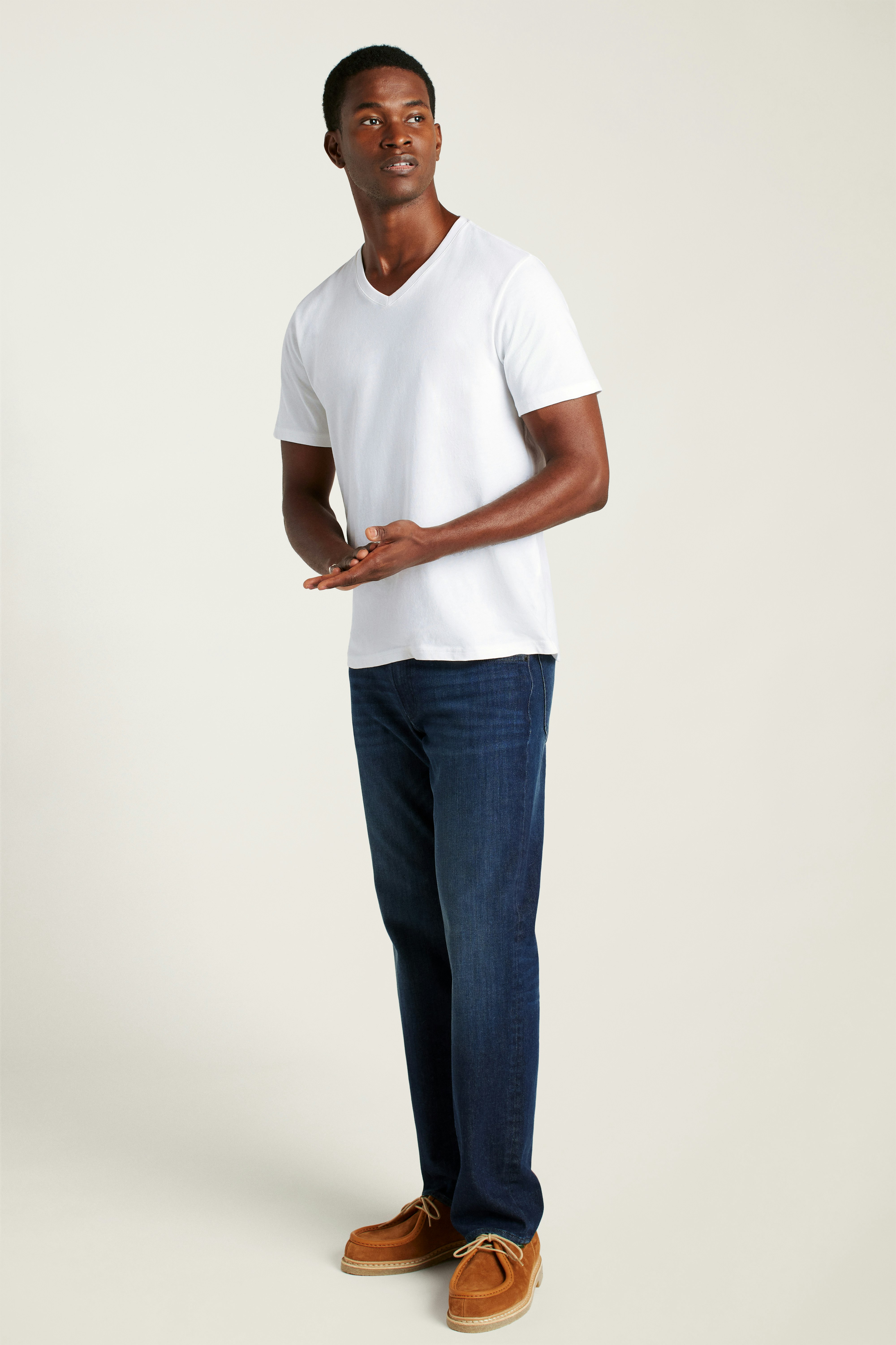 Forever Soft Cotton  V-Neck Tee white