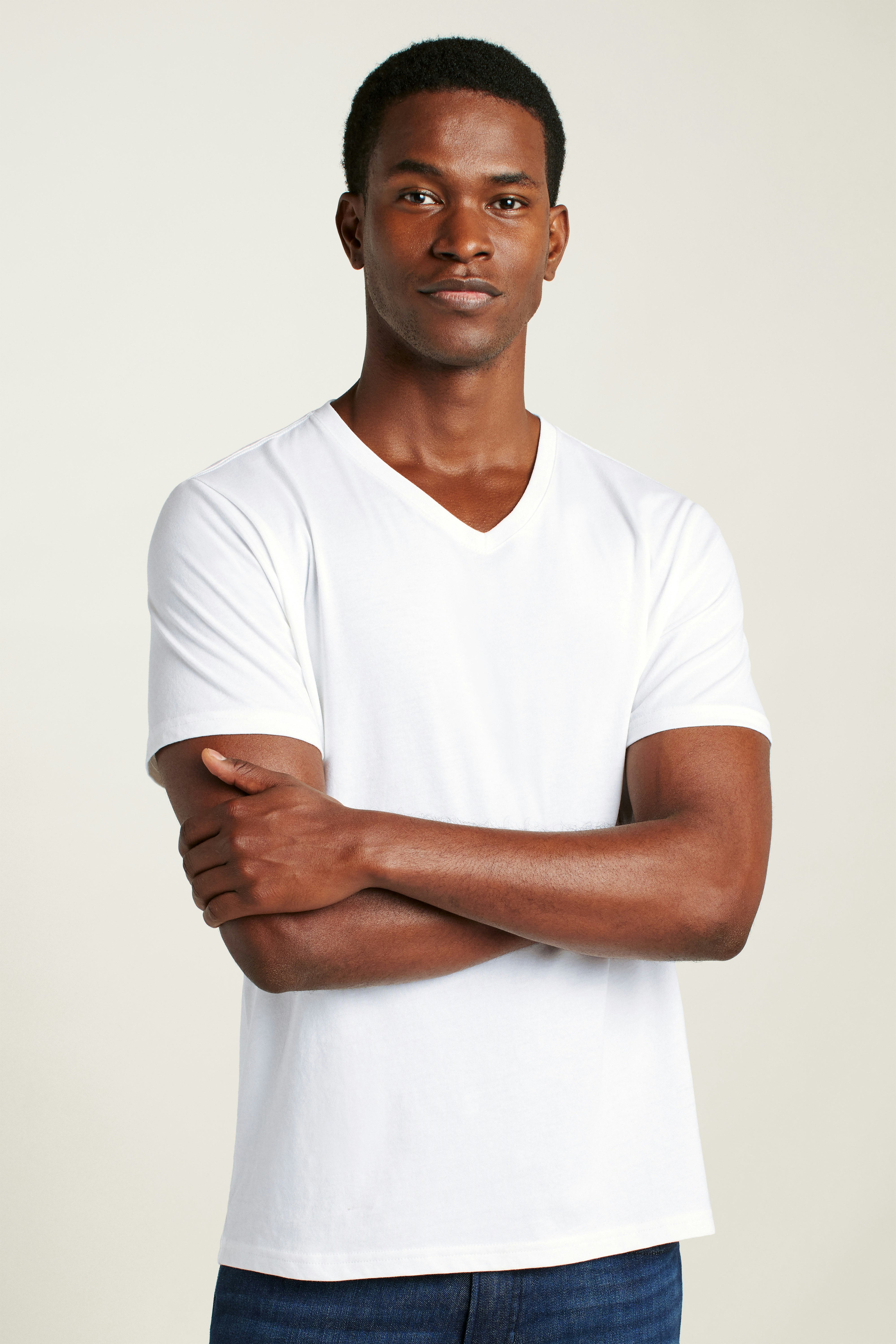 Forever Soft Cotton  V-Neck Tee white