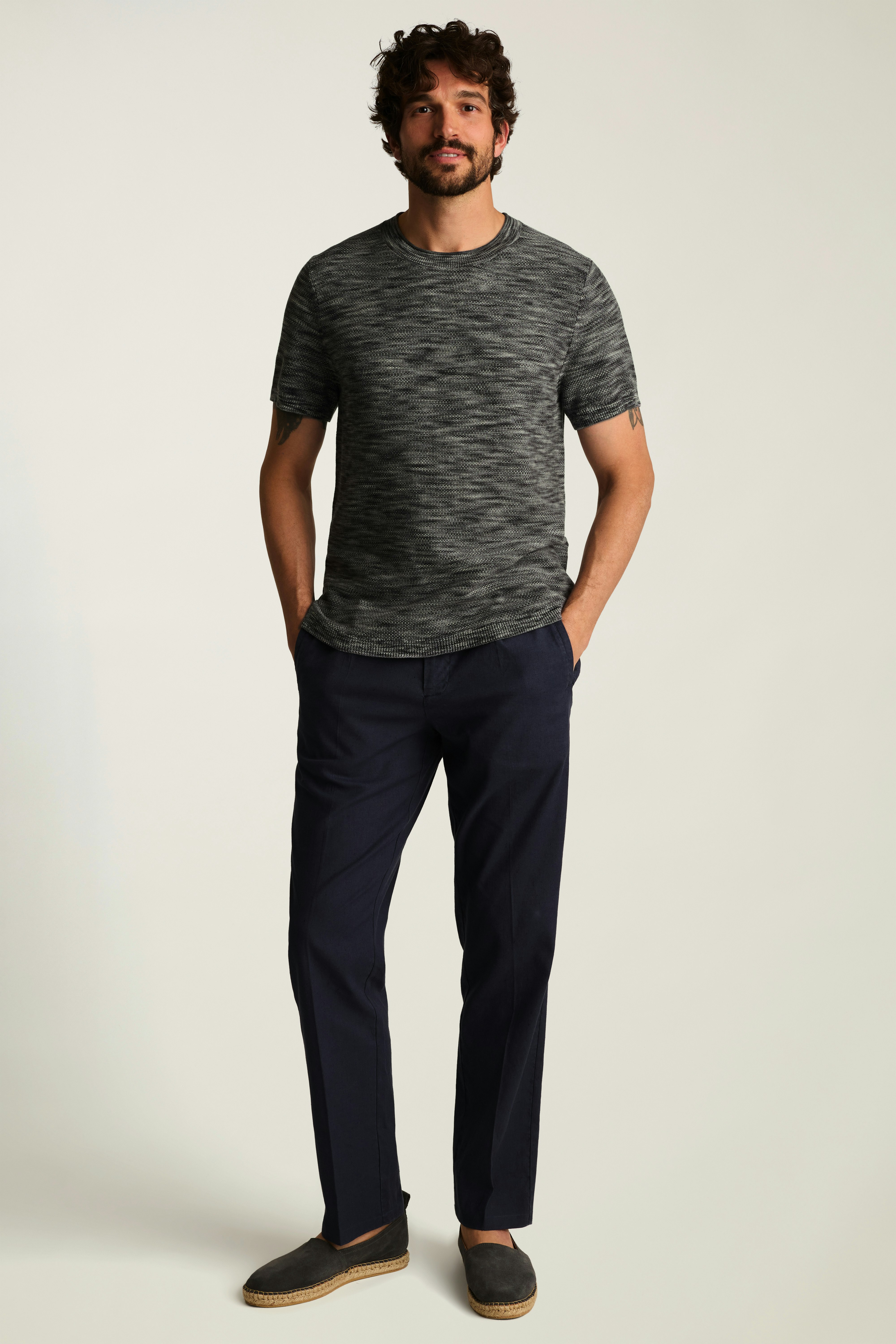 Italian Sweater Tee black multi space dye