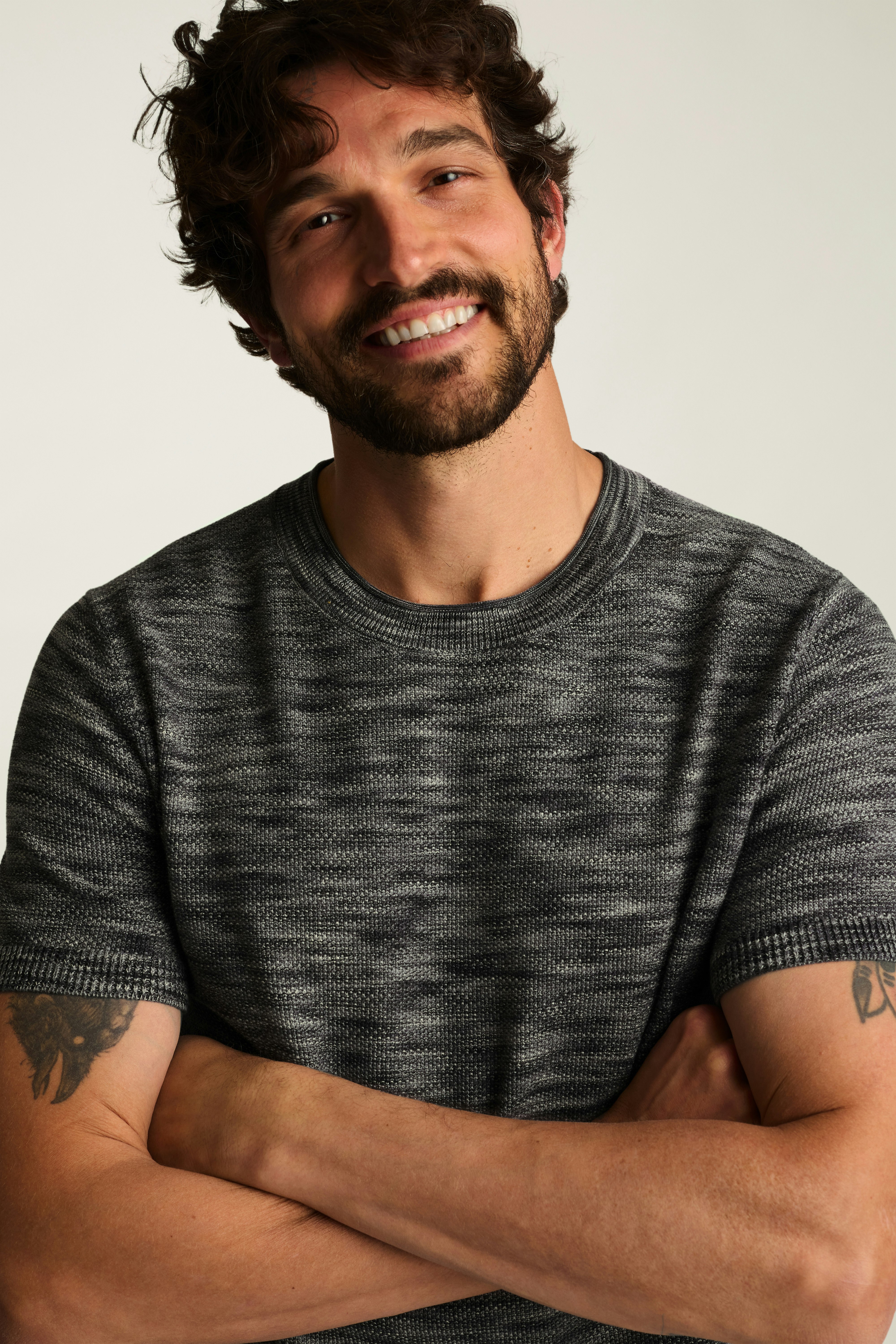 Italian Sweater Tee black multi space dye