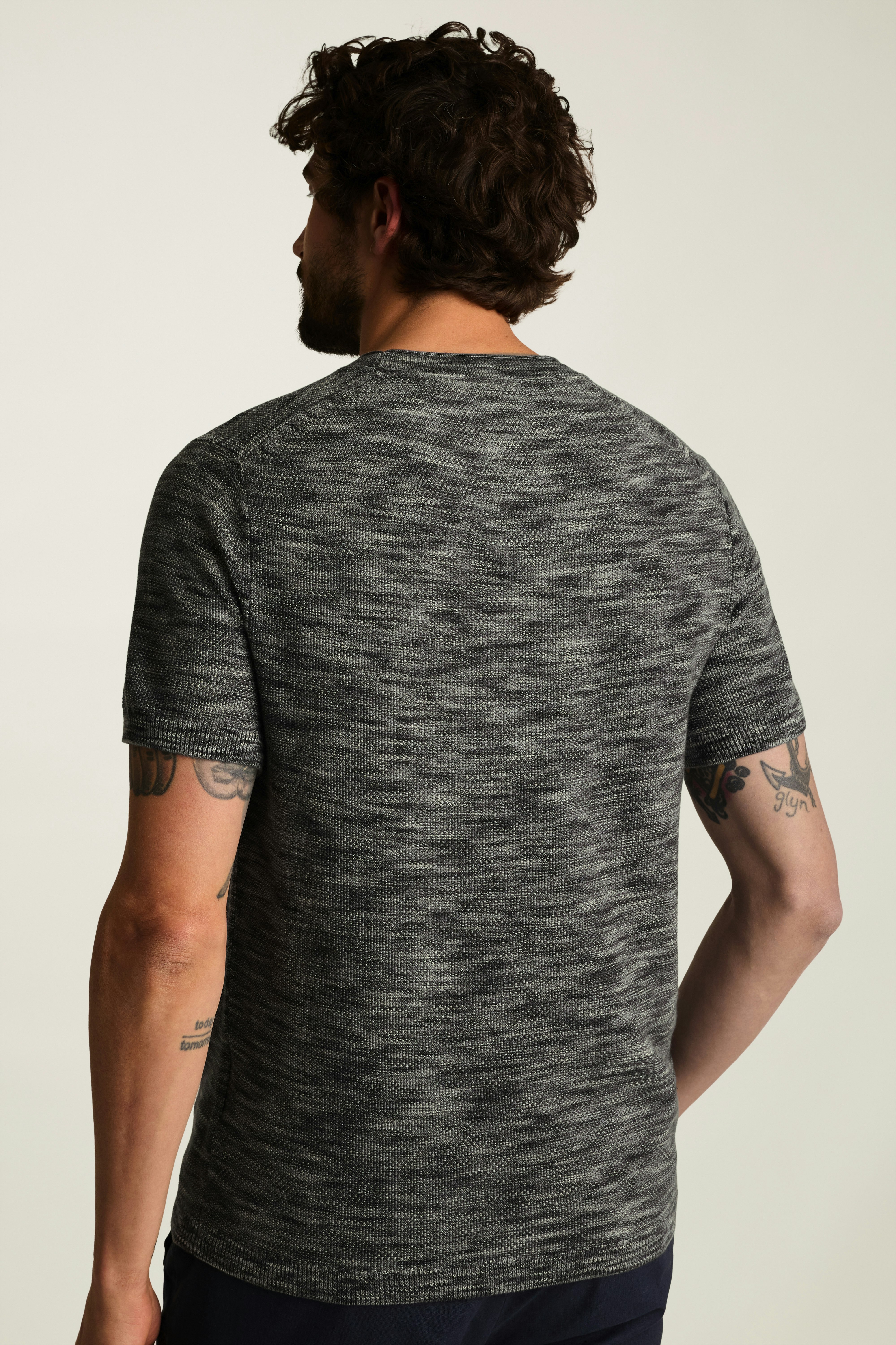 Italian Sweater Tee black multi space dye